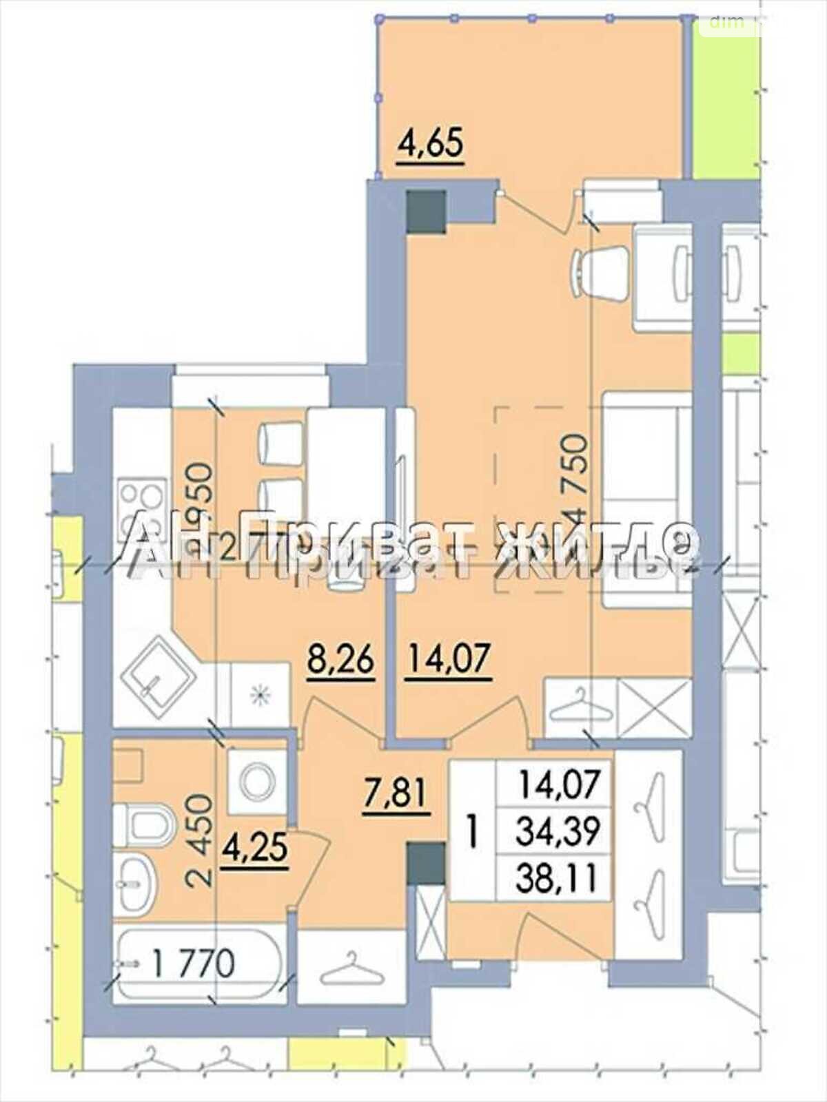 Продаж однокімнатної квартири в Полтаві, на вул. Башкирцевої Марії, район Браїлки фото 1