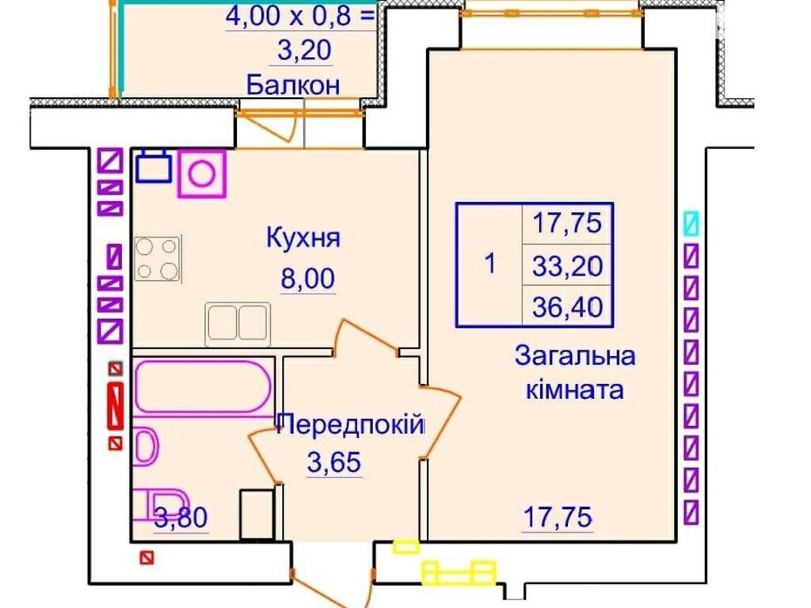 Продаж однокімнатної квартири в Полтаві, на вул. Європейська 183, район Мотель фото 1