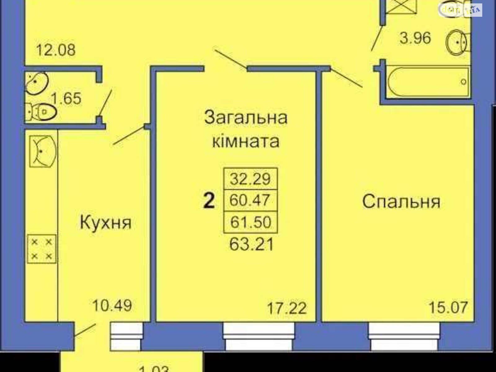 Продаж двокімнатної квартири в Полтаві, на пл. Павленківська 3, район пл. Зигіна фото 1