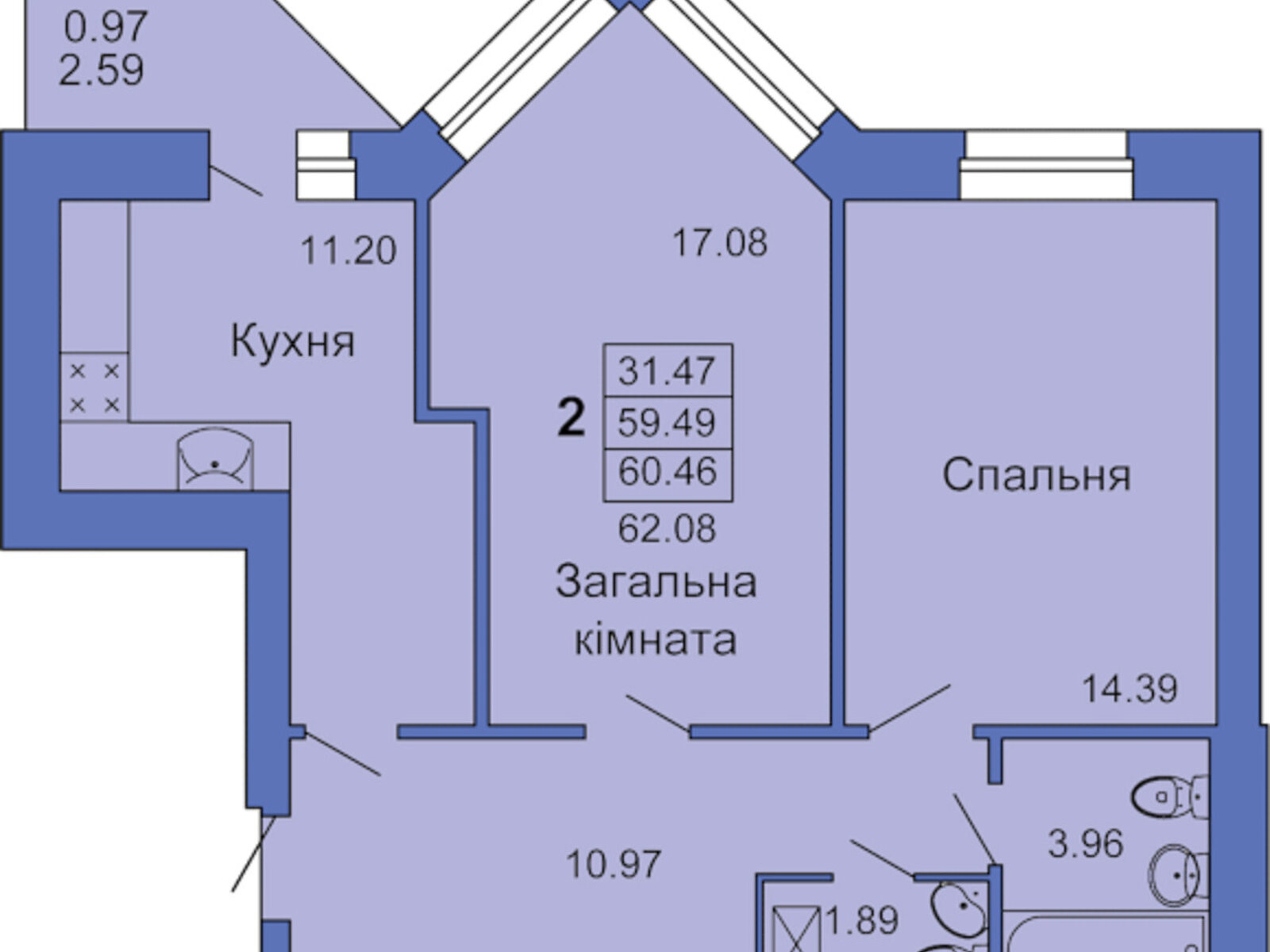 Продаж двокімнатної квартири в Полтаві, на пл. Павленківська 3В, район пл. Зигіна фото 1