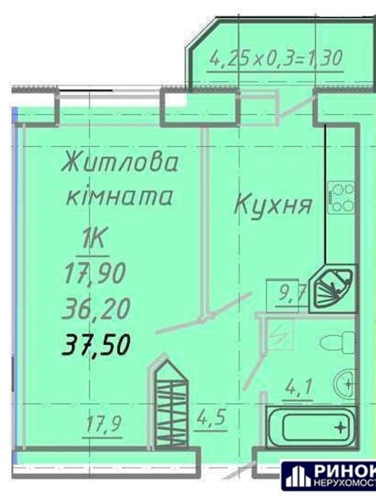 Продаж однокімнатної квартири в Полтаві, на вул. Джохара Дудаєва, район Шевченківський (Жовтневий) фото 1