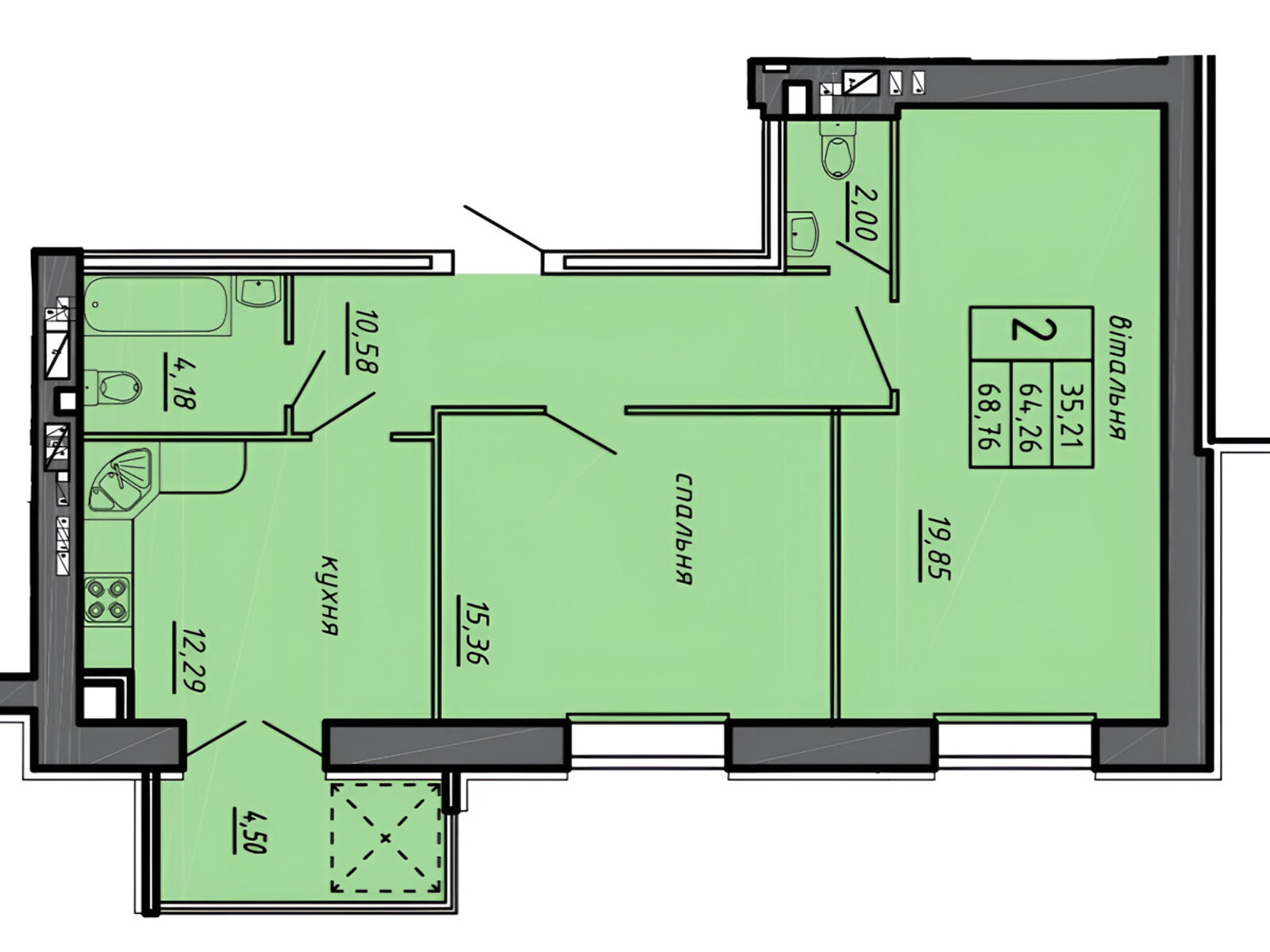 Продажа двухкомнатной квартиры в Тернополе, на ул. 15-го Апреля, район Бам фото 1