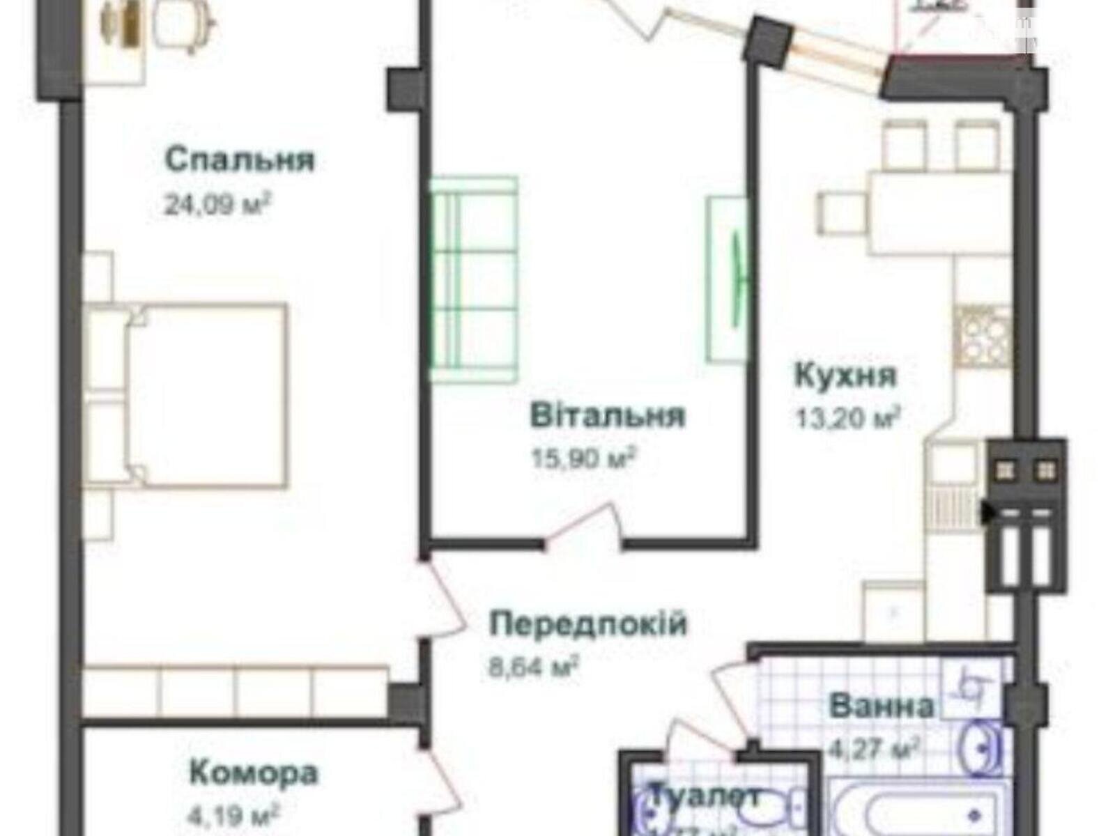 Продаж двокімнатної квартири в Тернополі, на пров. Тарнавського Мирона Генерала, район Бам фото 1