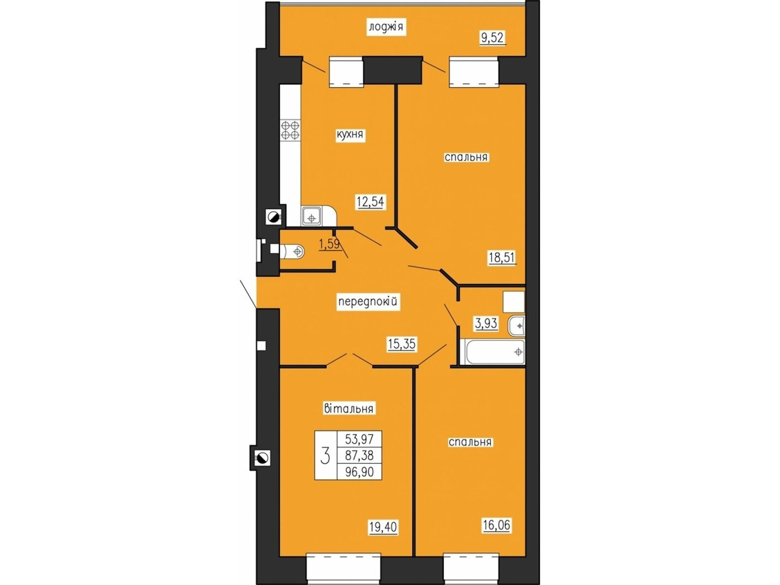 Продажа трехкомнатной квартиры в Тернополе, на ул. Троллейбусная 7А, район Дружба фото 1 Продажа трехкомнатной квартиры в Тернополе, на ул. Троллейбусная 7А, район Дружба фото 1