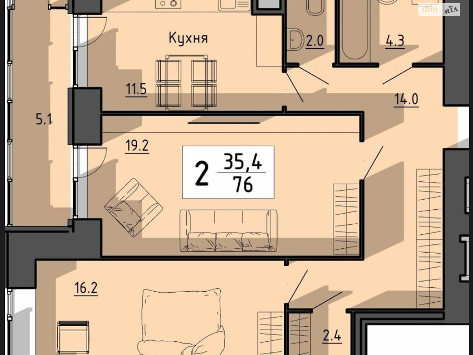 Продажа двухкомнатной квартиры в Тернополе, на пер. Тарнавского Мирона Генерала 21, фото 1