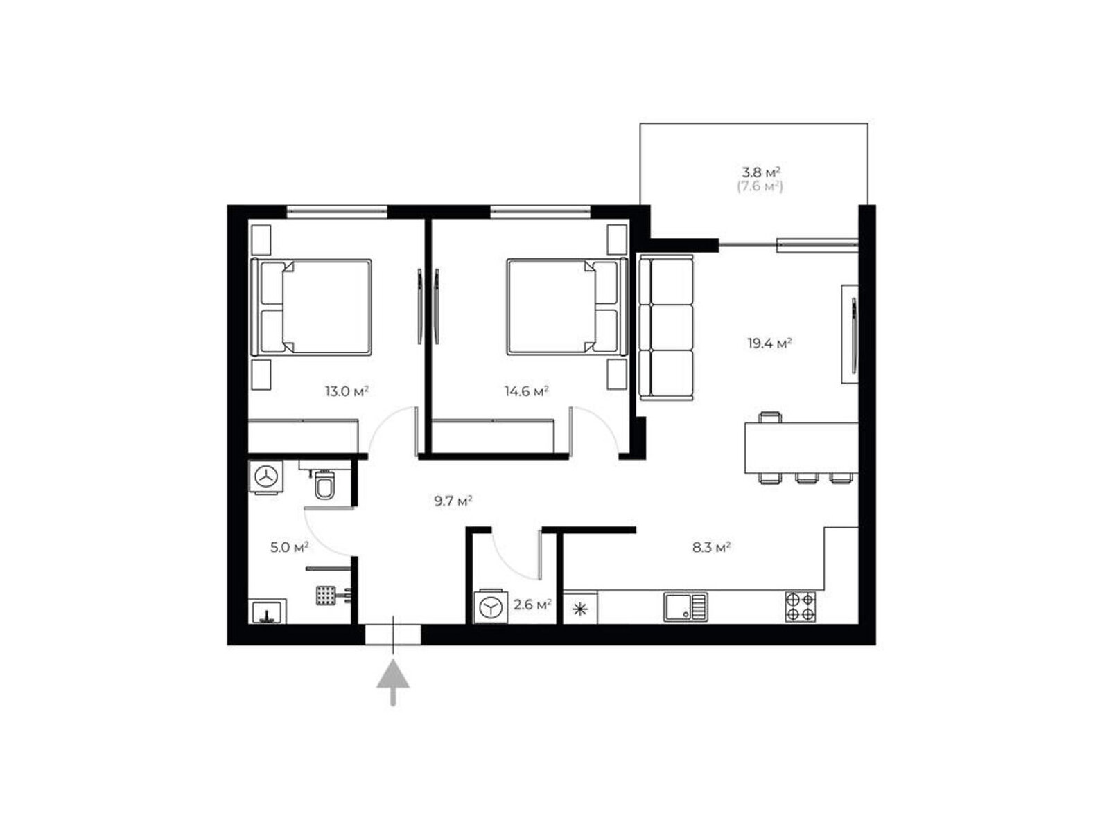 Продажа двухкомнатной квартиры в Ужгороде, на ул. Живописная 8, район БАМ фото 1