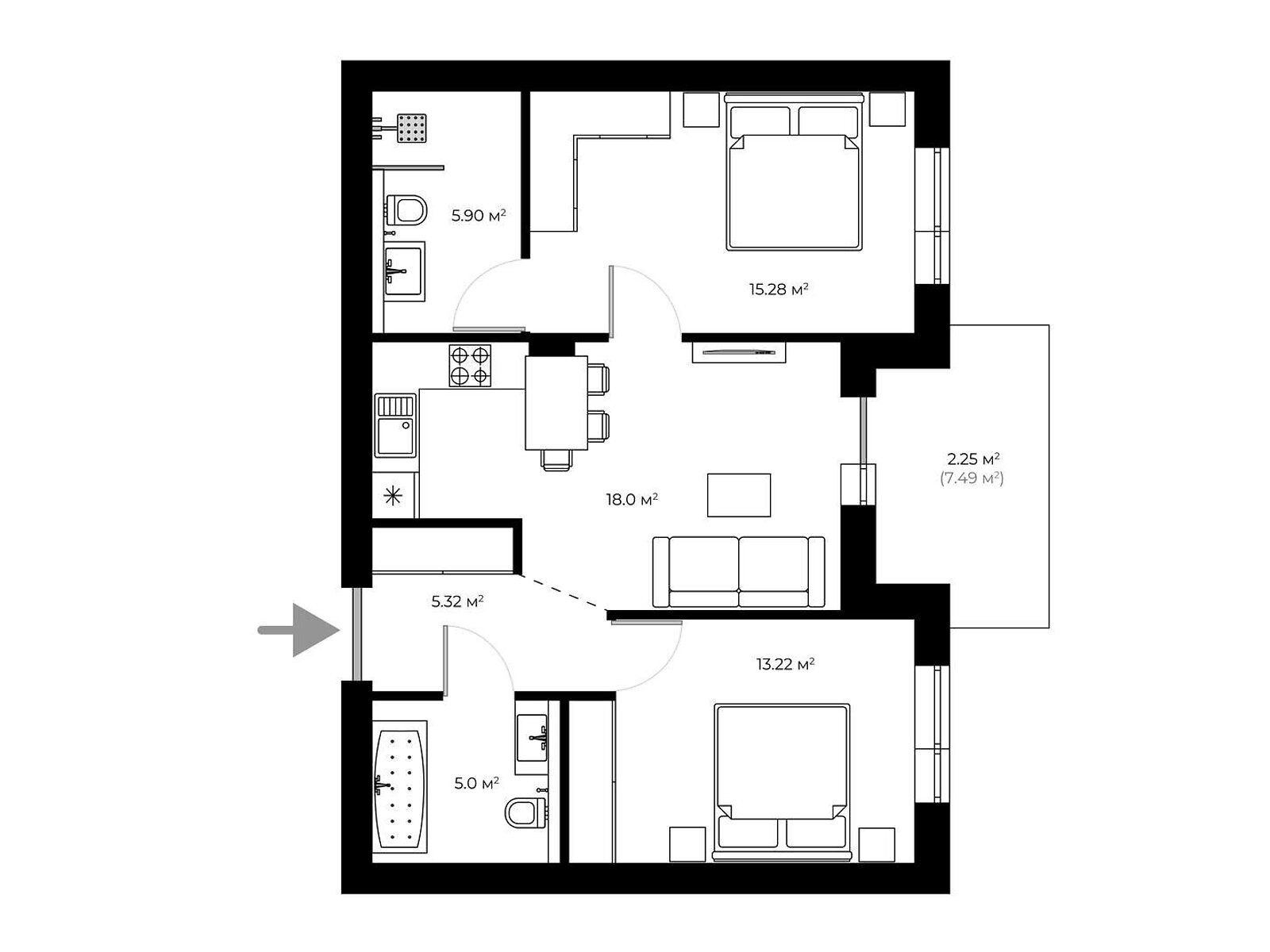 Продажа однокомнатной квартиры в Ужгороде, на ул. Живописная 1, район БАМ фото 1
