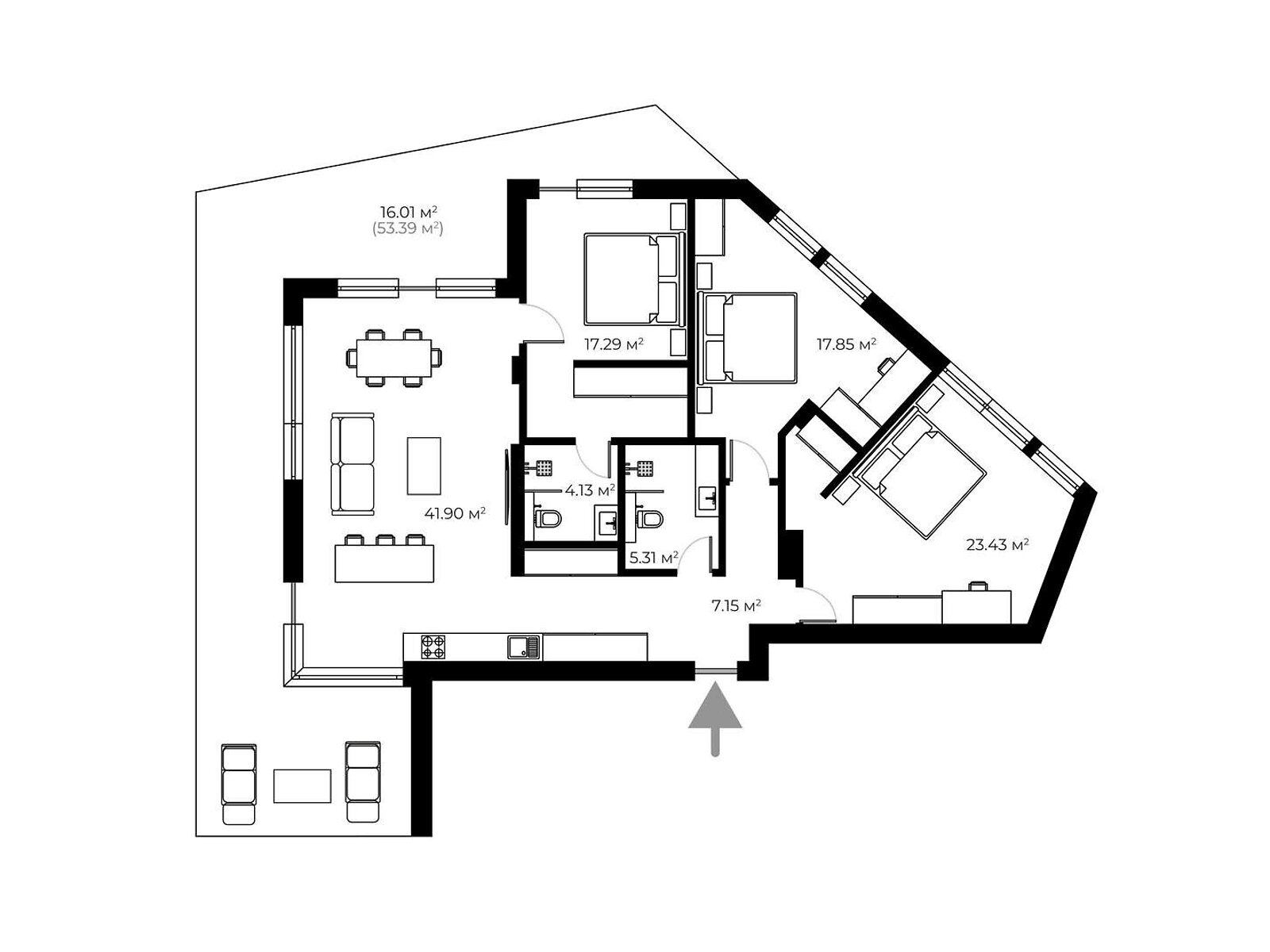 Продаж трикімнатної квартири в Ужгороді, на вул. Мальовнича 8, район БАМ фото 1