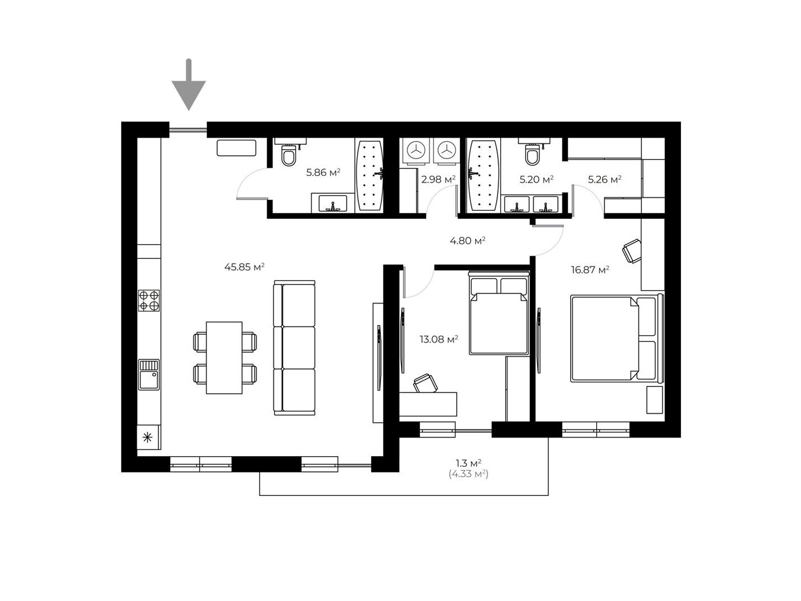 Продаж трикімнатної квартири в Ужгороді, на вул. Мальовнича 8, район БАМ фото 1