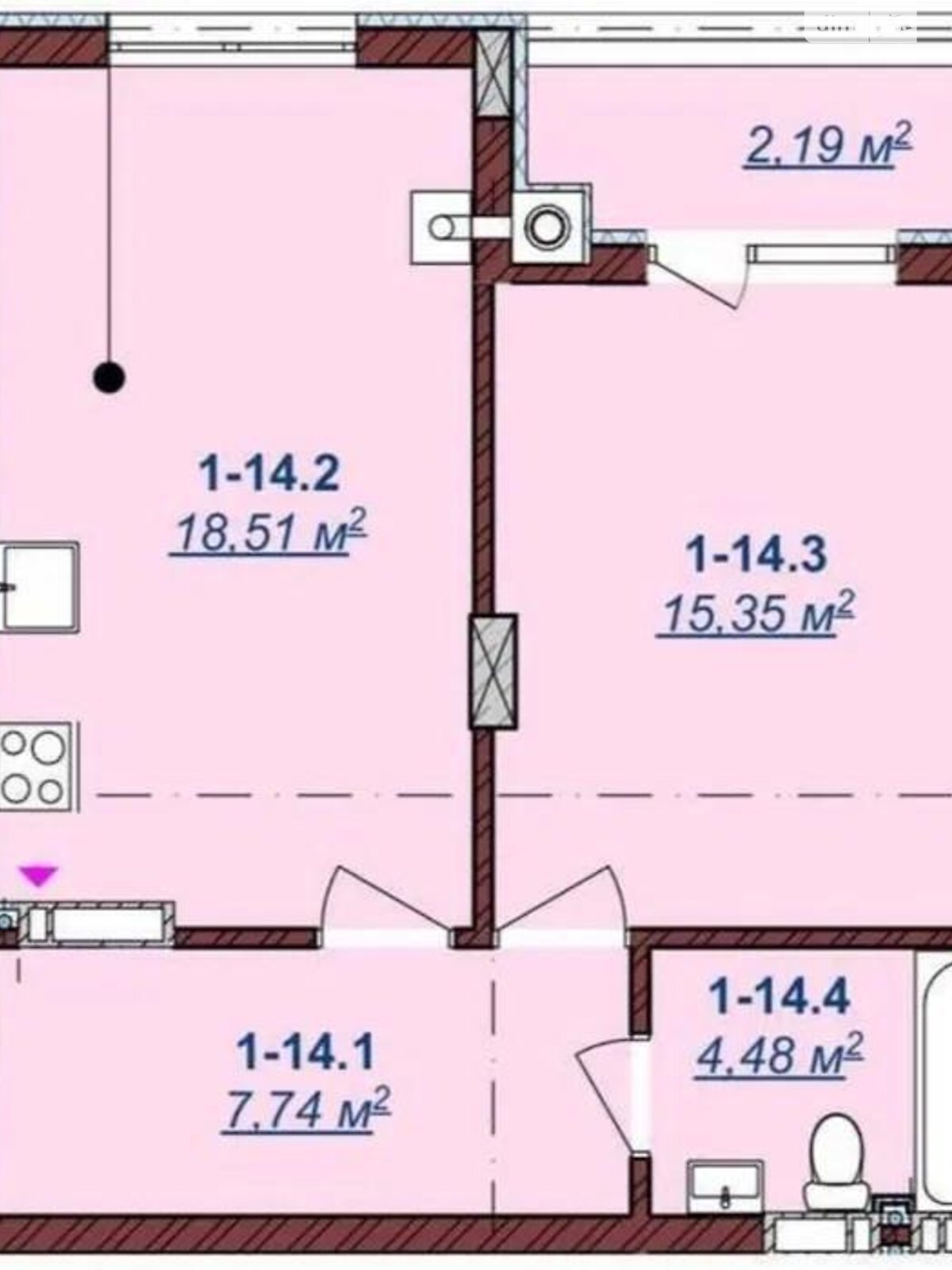 Продажа однокомнатной квартиры в Ужгороде, на ул. Воссоединения 1, район Боздош фото 1