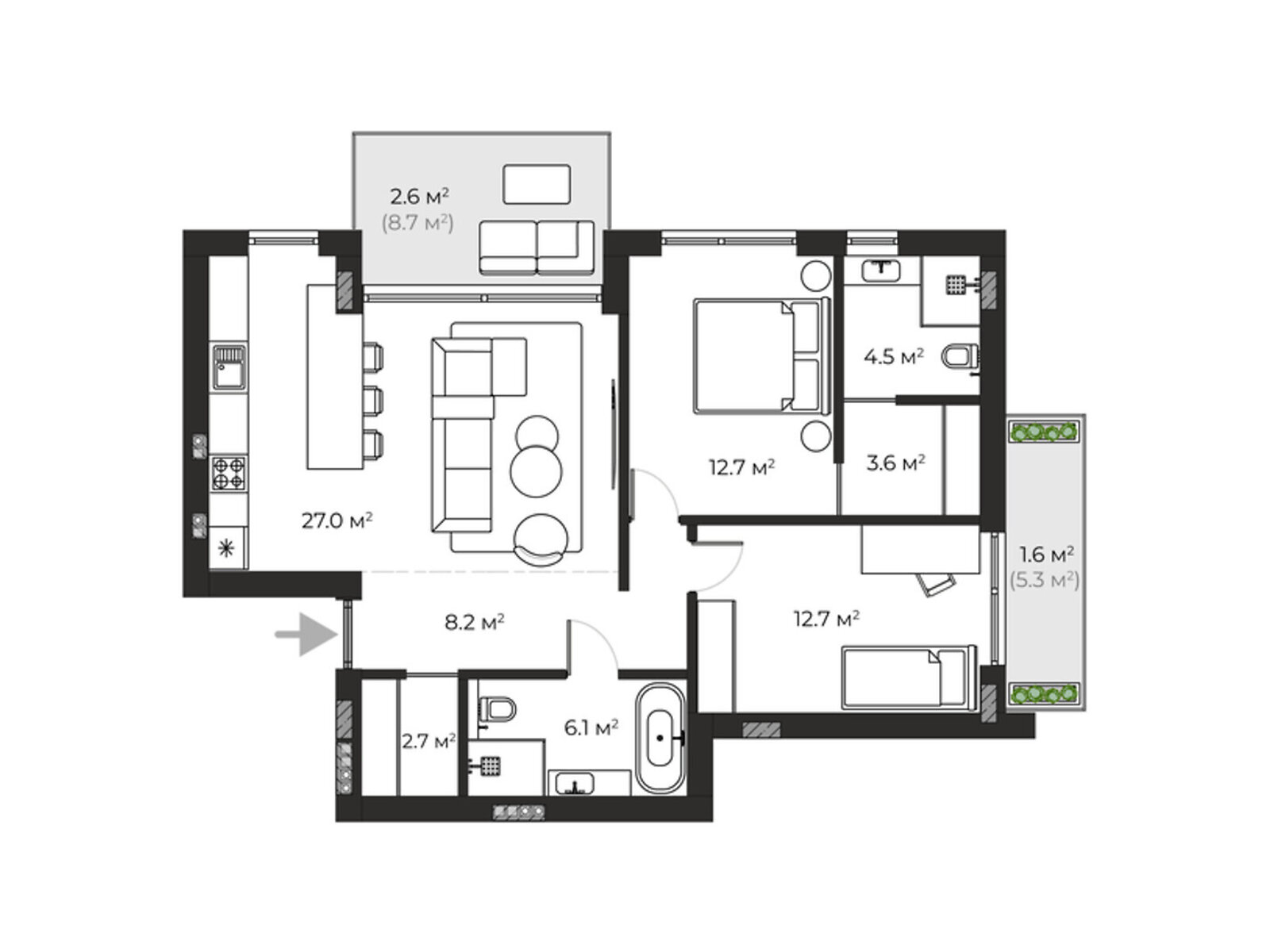 Продаж двокімнатної квартири в Ужгороді, на вул. Запорізька 1, район Червениця фото 1