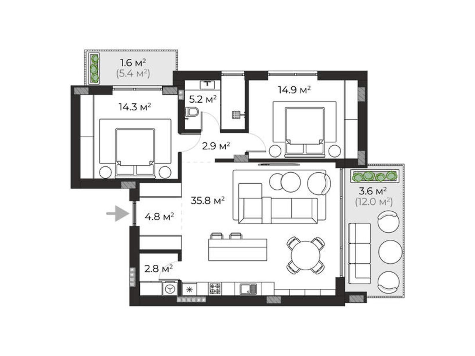 Продажа двухкомнатной квартиры в Ужгороде, на ул. Запорожская 1, район Червеница фото 1