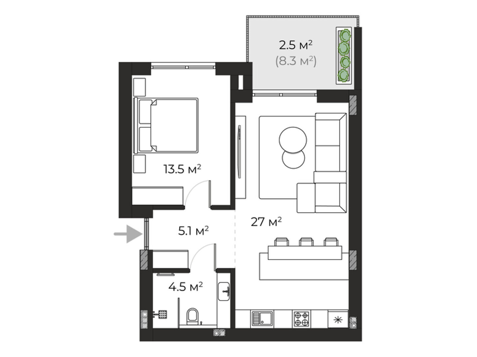 Продажа однокомнатной квартиры в Ужгороде, на ул. Запорожская 1, район Червеница фото 2 Продажа однокомнатной квартиры в Ужгороде, на ул. Запорожская 1, район Червеница фото 2
