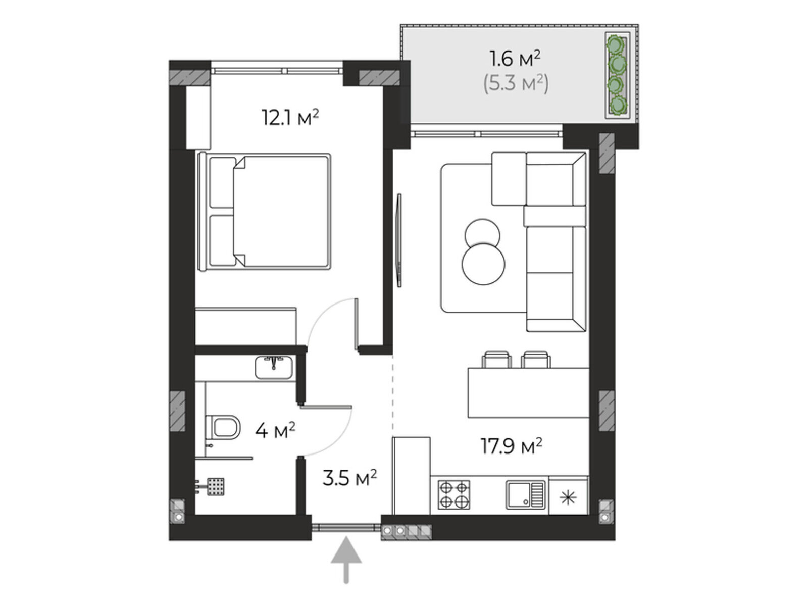 Продажа однокомнатной квартиры в Ужгороде, на ул. Запорожская 1, район Червеница фото 1