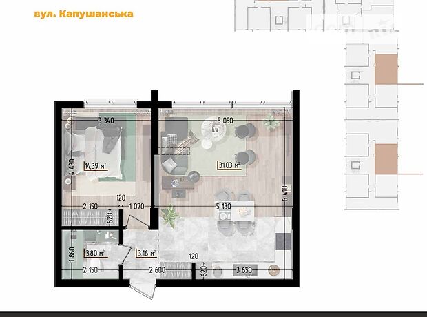 Продажа однокомнатной квартиры в Ужгороде, на ул. Капушанская район Новый фото 1 Продажа однокомнатной квартиры в Ужгороде, на ул. Капушанская район Новый фото 1