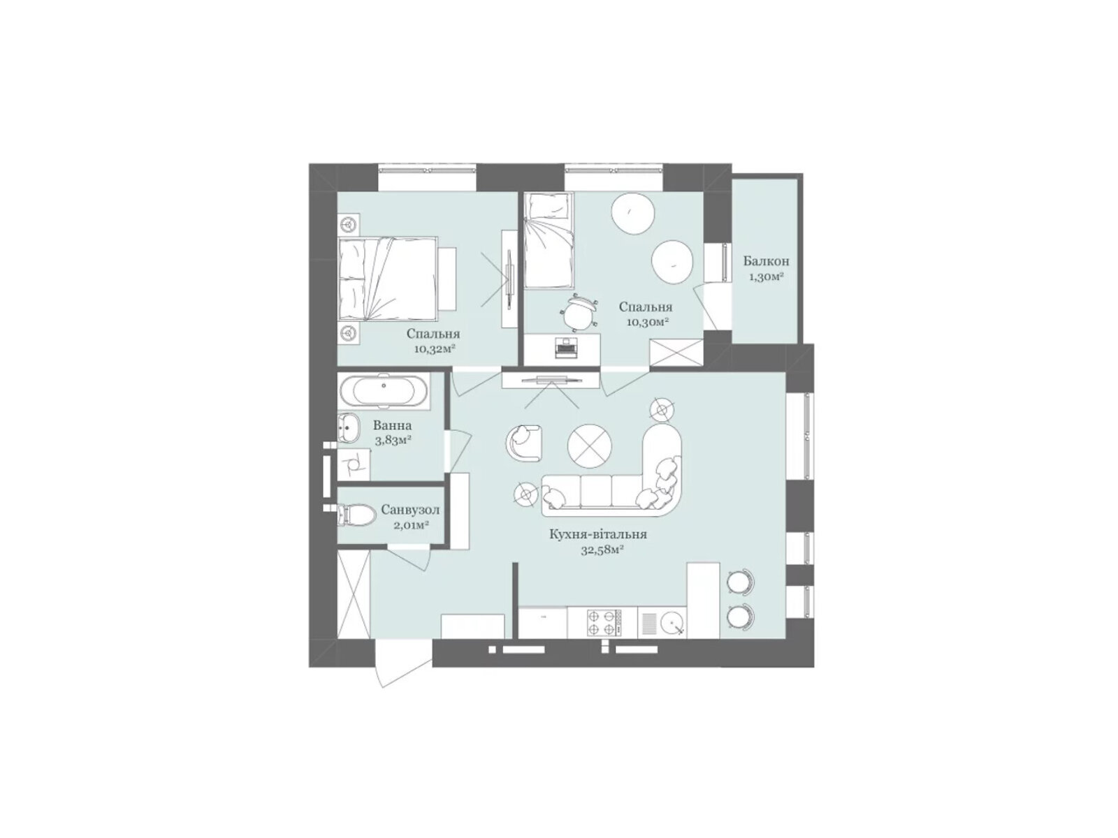 Продаж двокімнатної квартири в Ужгороді, на вул. Тлехаса 19, район Новий фото 1