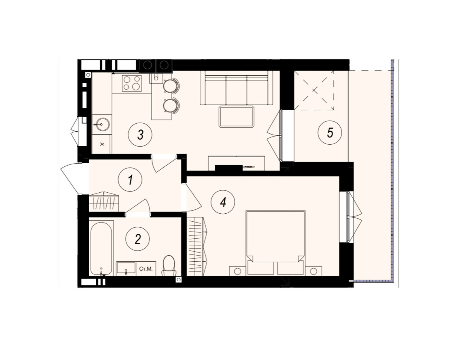 Продажа однокомнатной квартиры в Ужгороде, на ул. Тлехаса 89А, фото 1