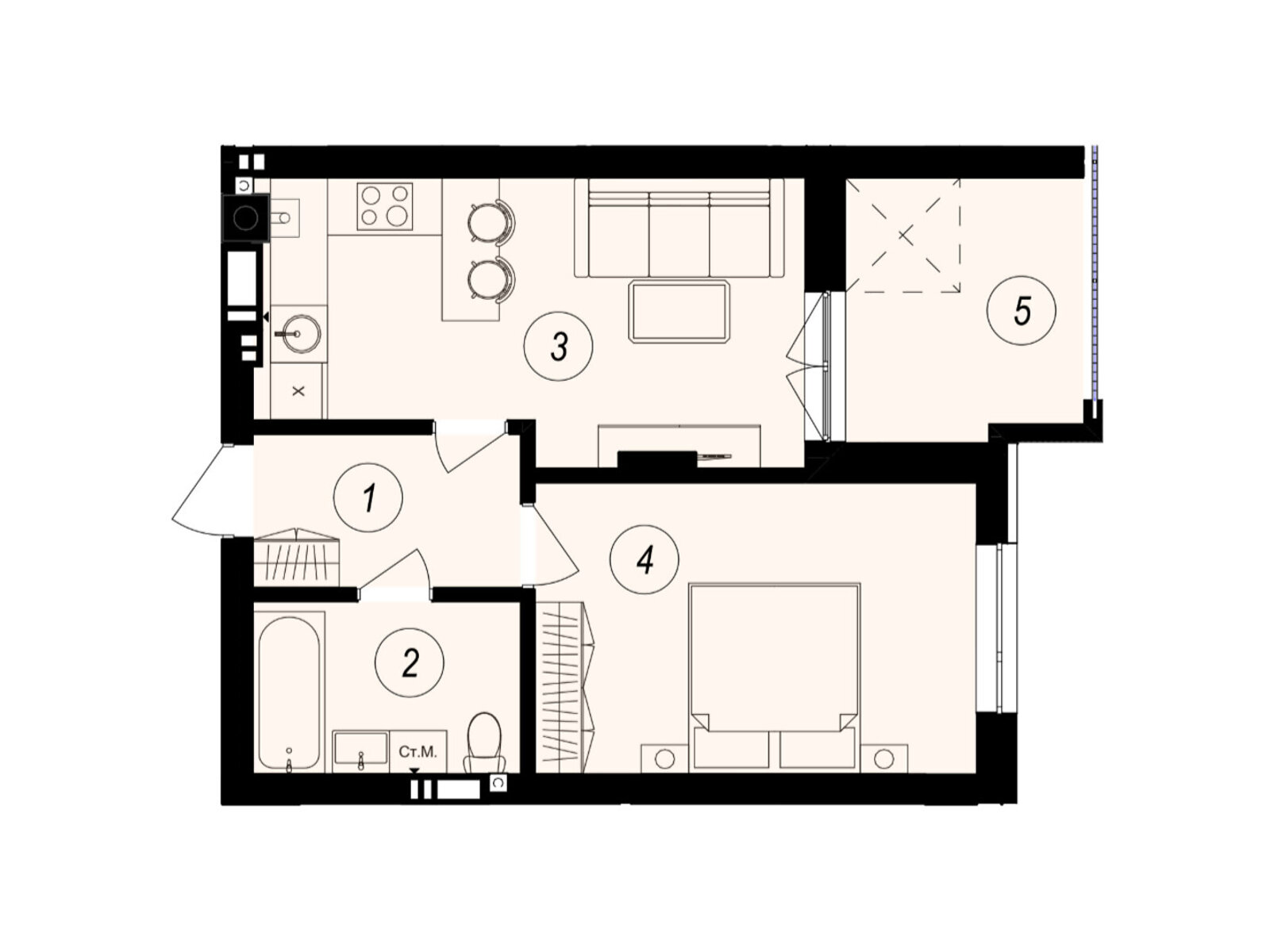 Продажа однокомнатной квартиры в Ужгороде, на ул. Тлехаса 89А, фото 1