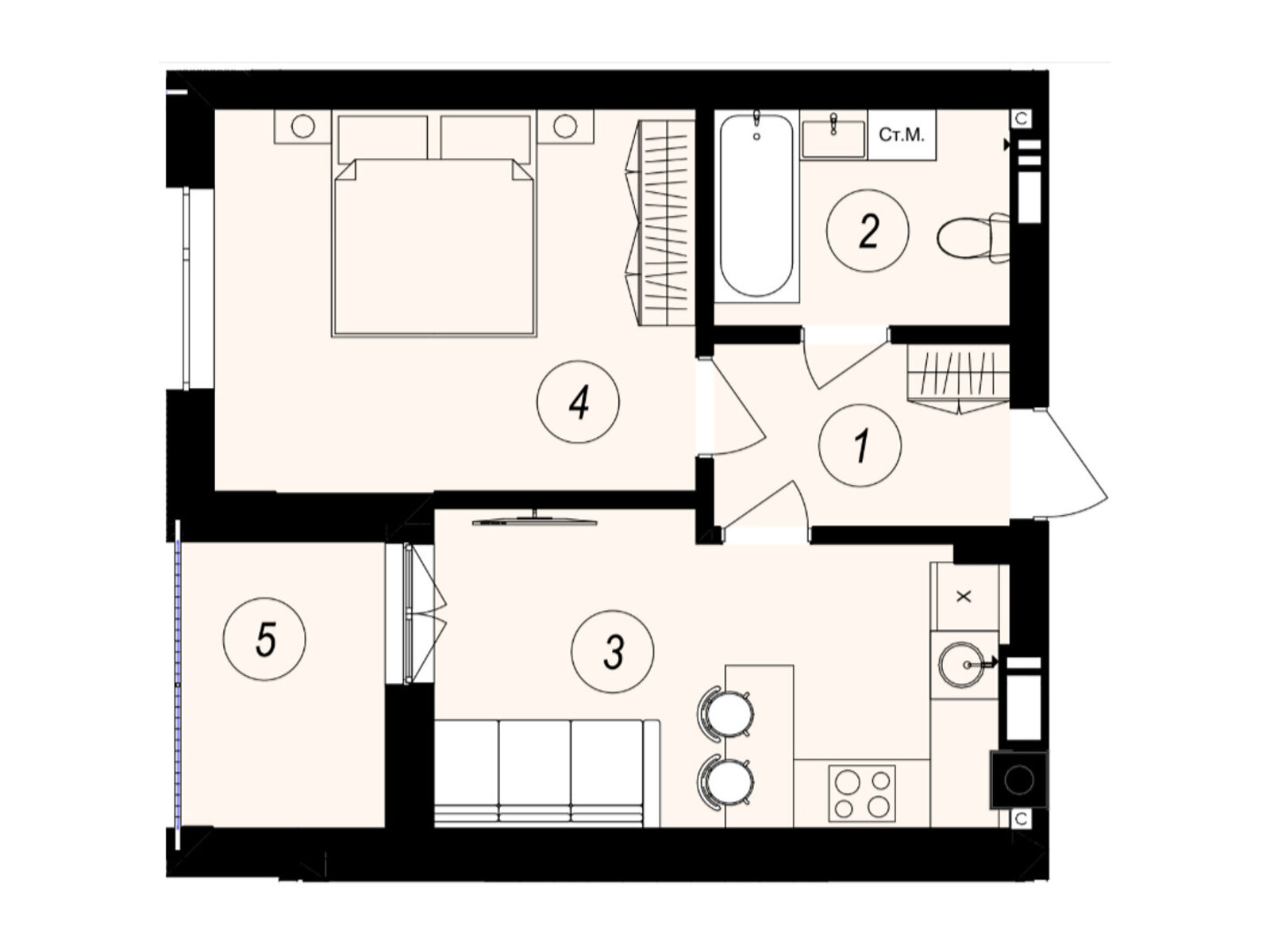 Продаж однокімнатної квартири в Ужгороді, на вул. Тлехаса 89А, фото 1