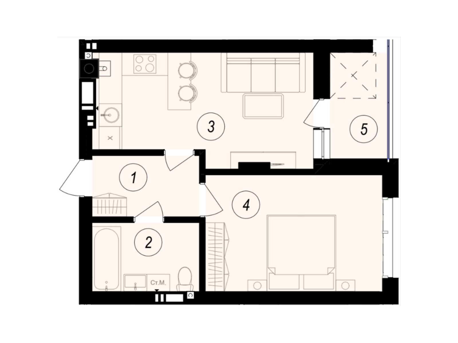 Продаж двокімнатної квартири в Ужгороді, на вул. Тлехаса 89А, фото 1