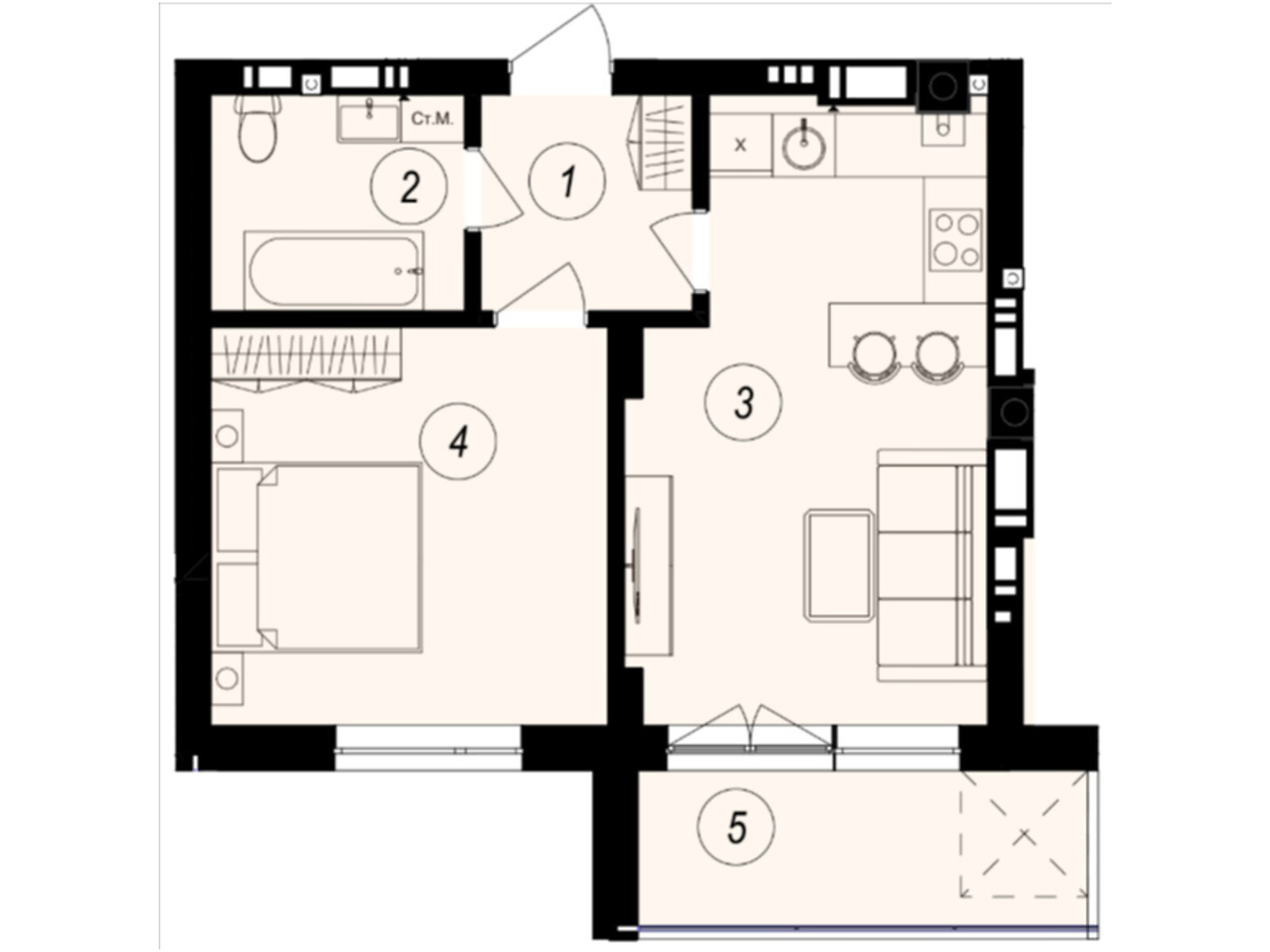 Продажа однокомнатной квартиры в Ужгороде, на ул. Тлехаса 89А, фото 1