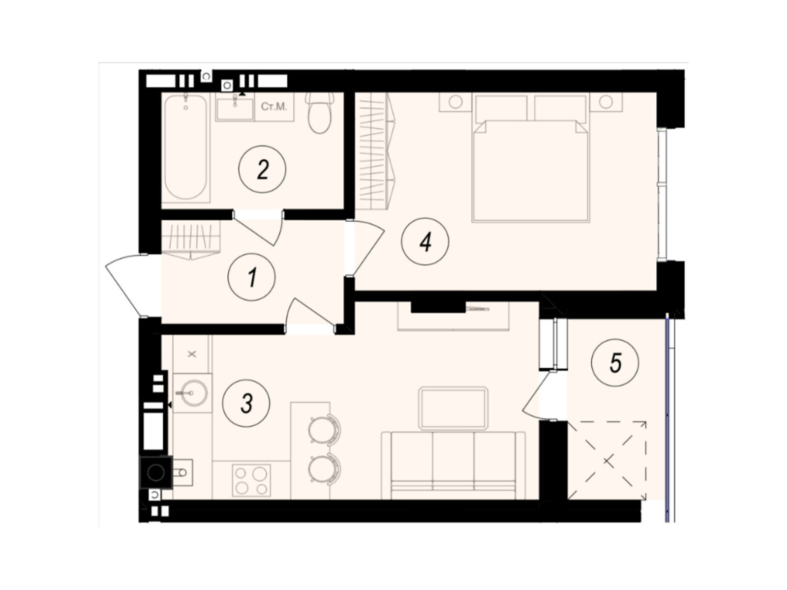 Продаж однокімнатної квартири в Ужгороді, на вул. Тлехаса 89А, фото 1
