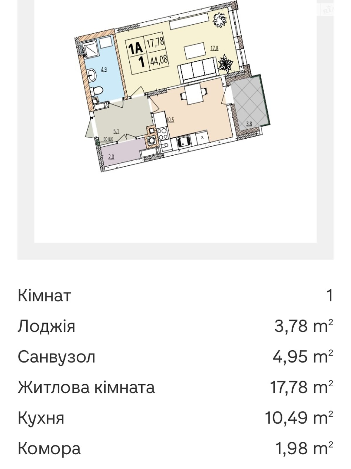 Продажа однокомнатной квартиры в Виннице, на ул. Рыбацкая, район Вишенка фото 1