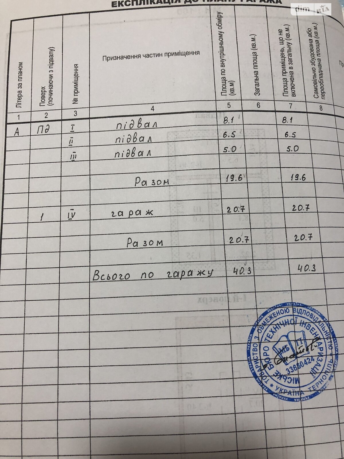 Место в гаражном кооперативе под легковое авто в Тернополе, площадь 40.3 кв.м. фото 1