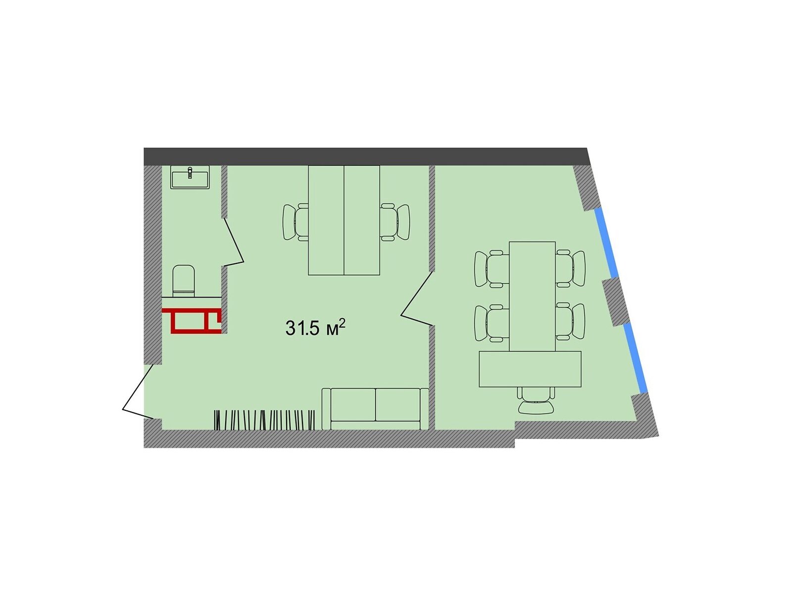 Офисное помещение на 31.5 кв.м. в Тернополе фото 1