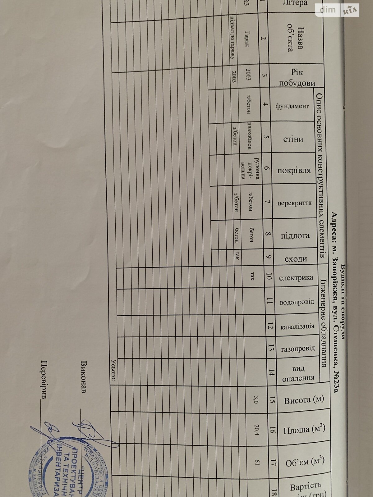 Отдельно стоящий гараж под легковое авто в Запорожье, площадь 20.4 кв.м. фото 1