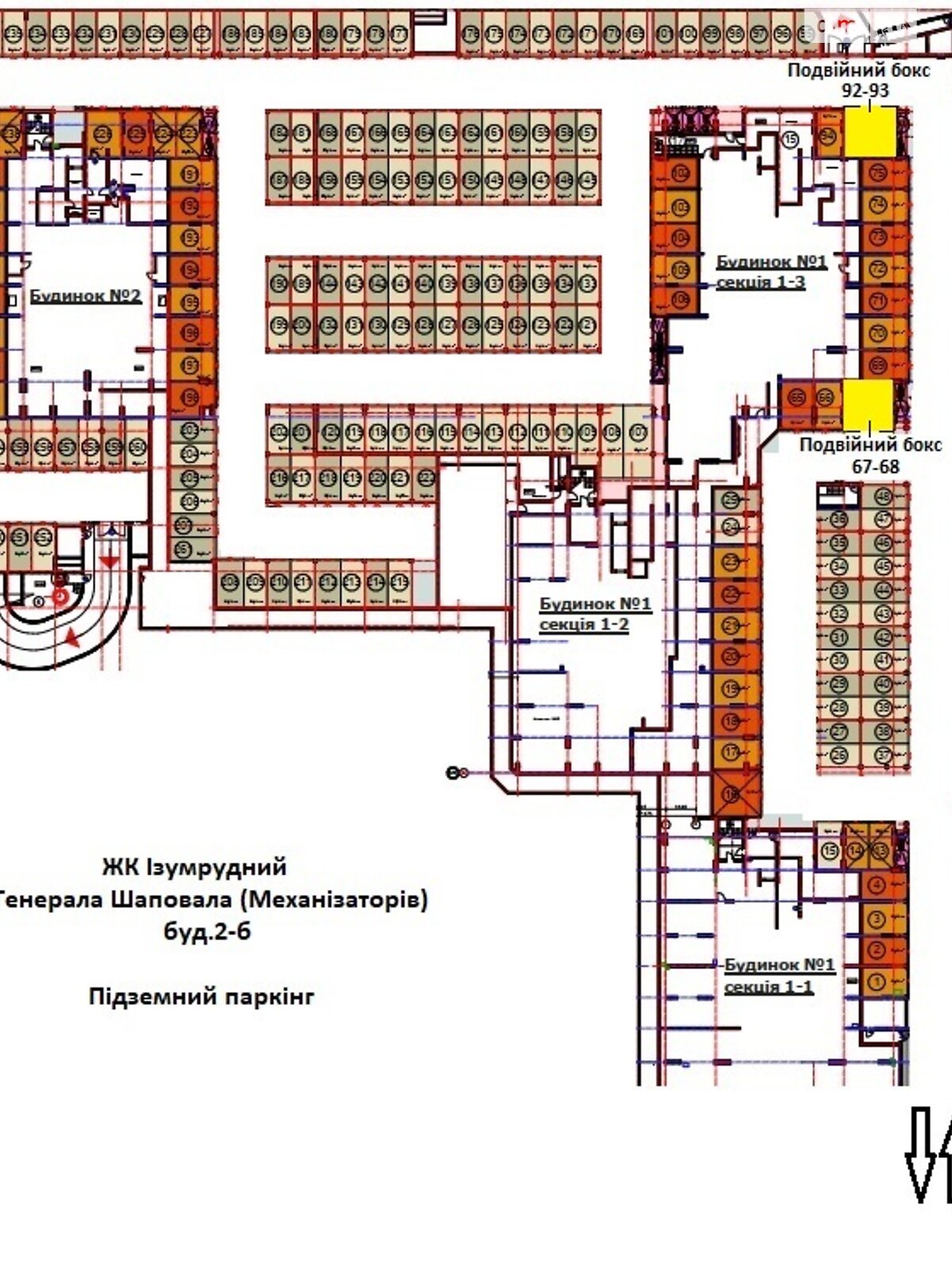 Место в подземном паркинге под легковое авто в Киеве, площадь 34.6 кв.м. фото 1