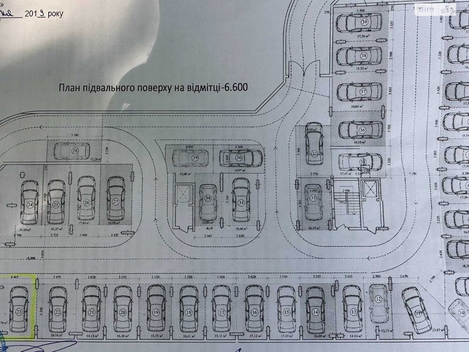 Место в подземном паркинге под легковое авто в Львове, площадь 22 кв.м. фото 1