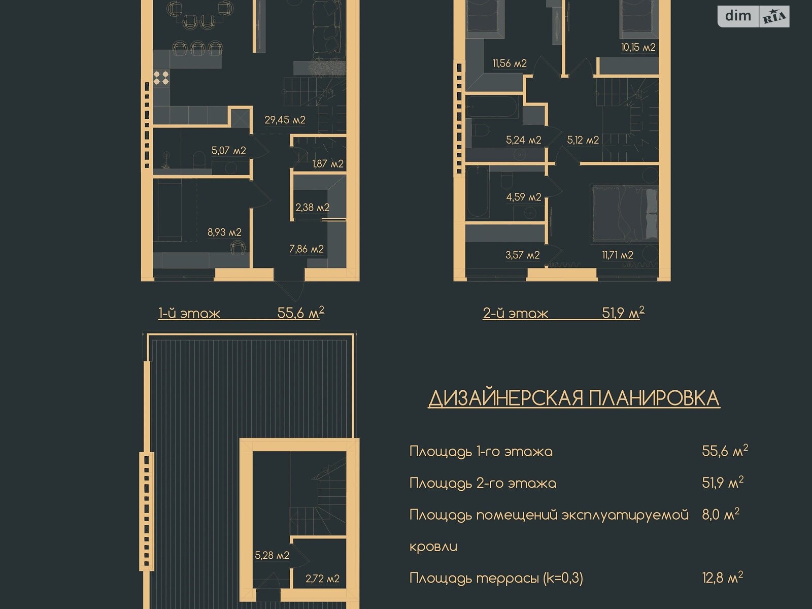 трехэтажный таунхаус, 130.2 кв. м, газобетон. Продажа в Белогородке фото 1