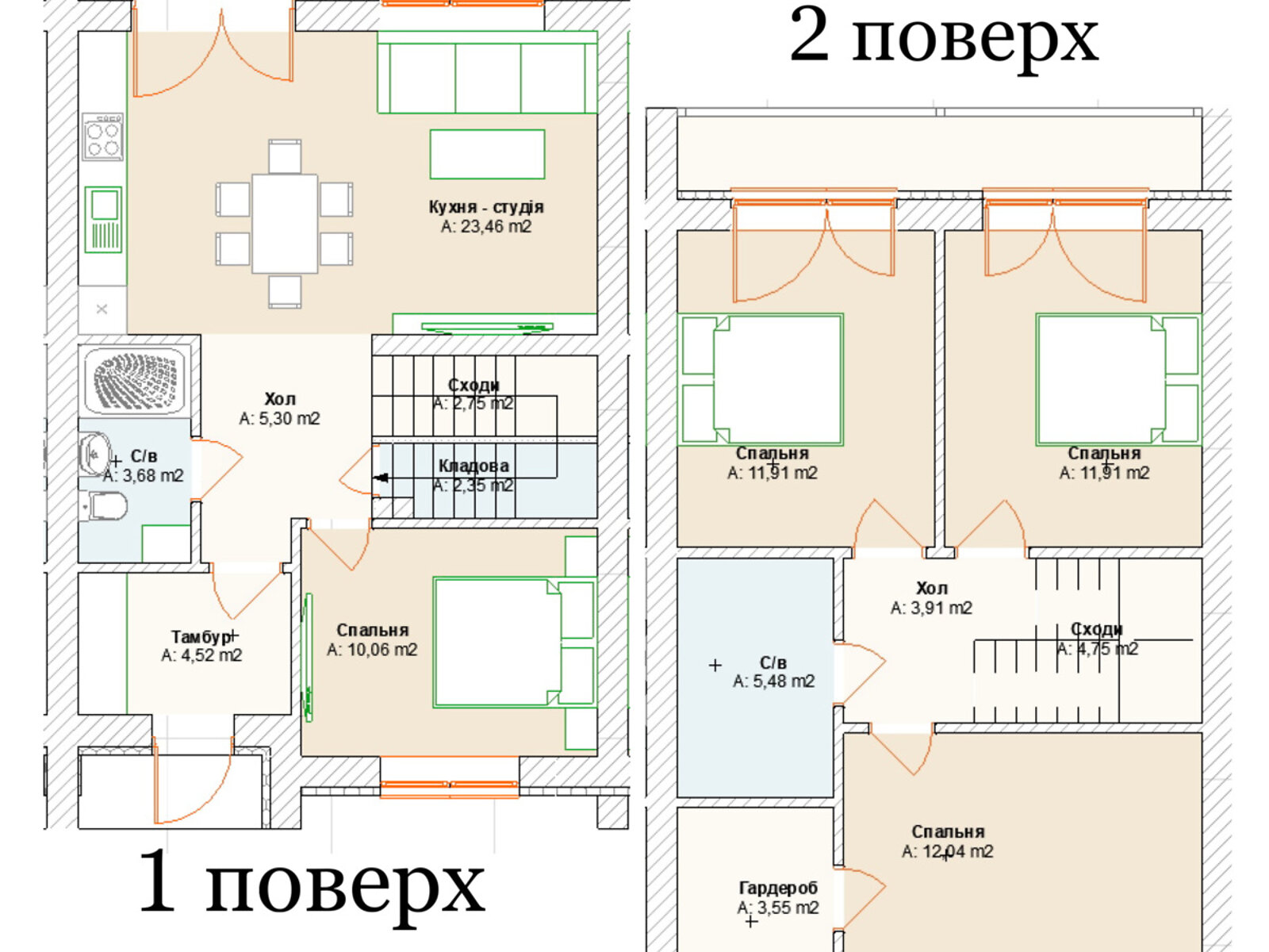 двоповерховий таунхаус, 125 кв. м, кирпич. Продаж в Бучі, район Буча фото 1