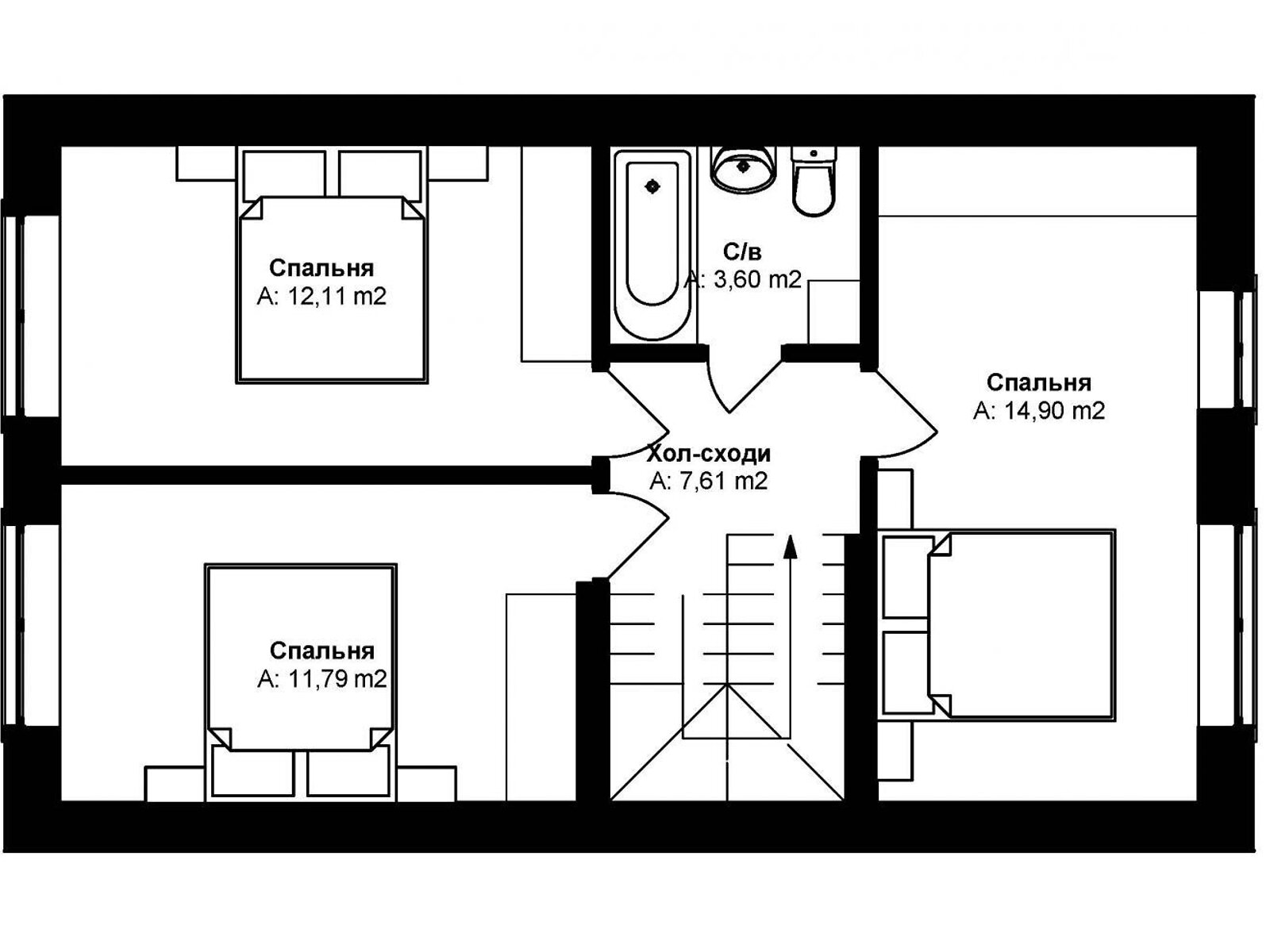 двухэтажный таунхаус, 100 кв. м, кирпич. Продажа в Буче фото 1