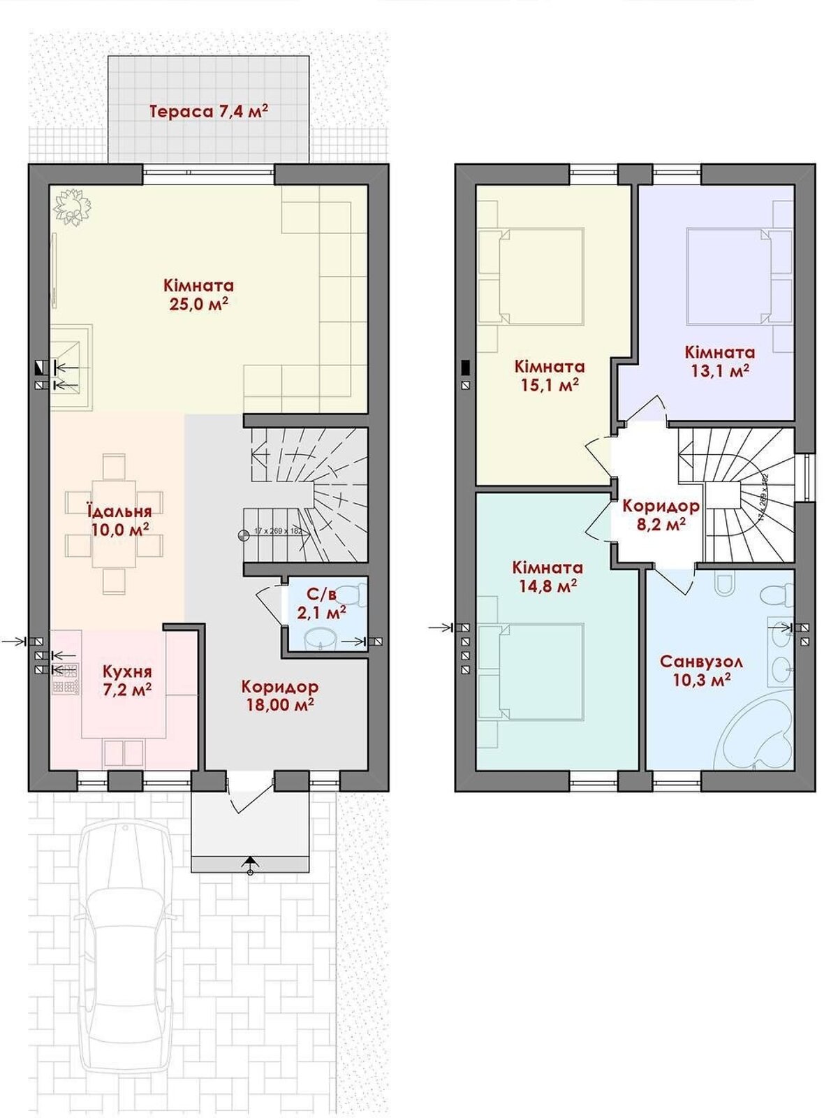 двухэтажный таунхаус, 125 кв. м, кирпич. Продажа в Криховцах фото 1