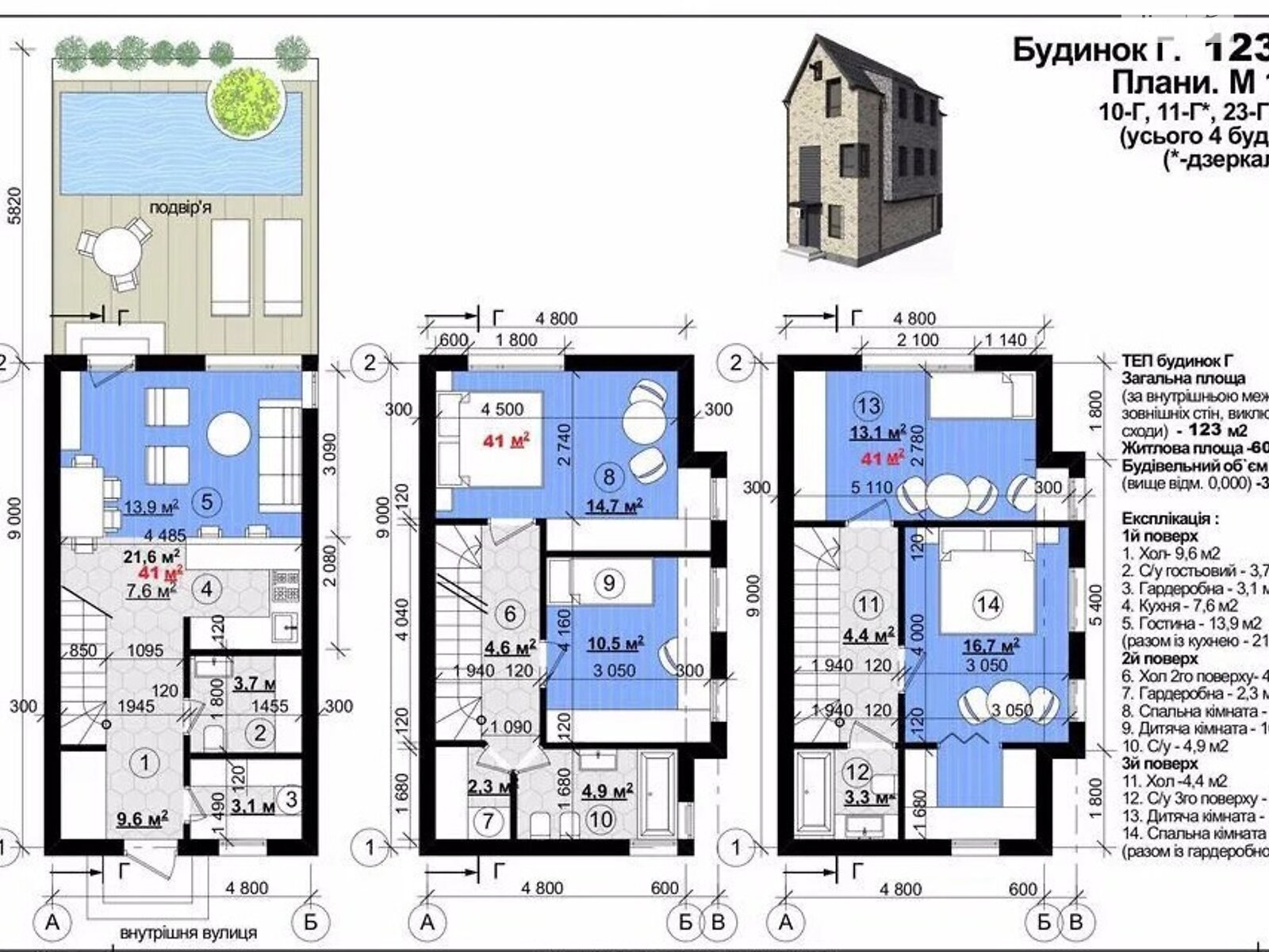 триповерховий таунхаус, 123.9 кв. м, газобетон. Продаж у Крюківщині фото 1 триповерховий таунхаус, 123.9 кв. м, газобетон. Продаж у Крюківщині фото 1
