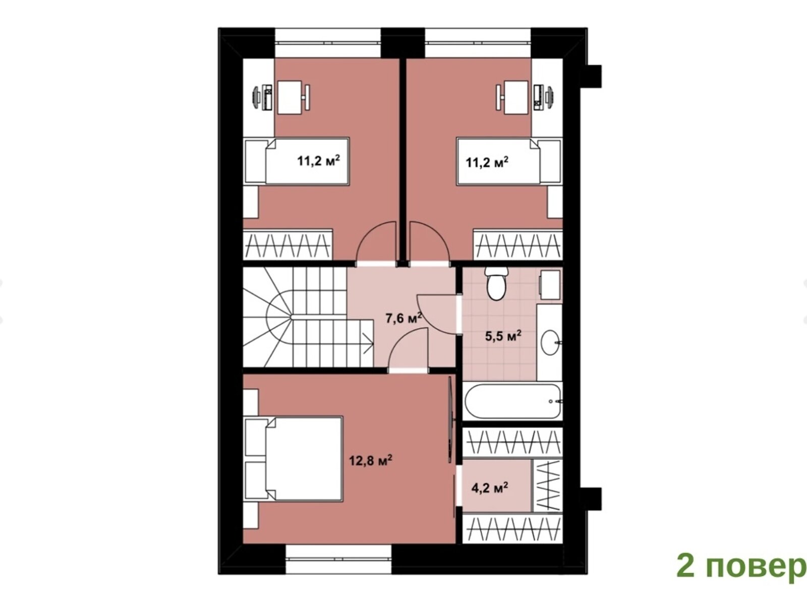 двухэтажный таунхаус, 103 кв. м, газобетон. Продажа в Новых Петровцах фото 1