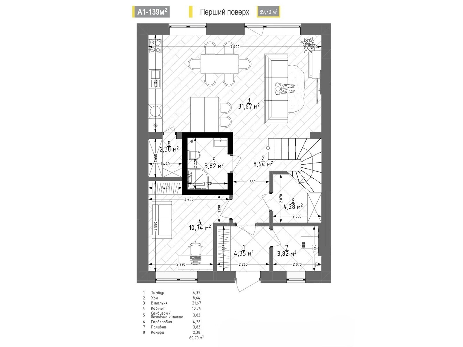 трехэтажный таунхаус, 139 кв. м, керамический блок. Продажа в Сокольниках фото 1