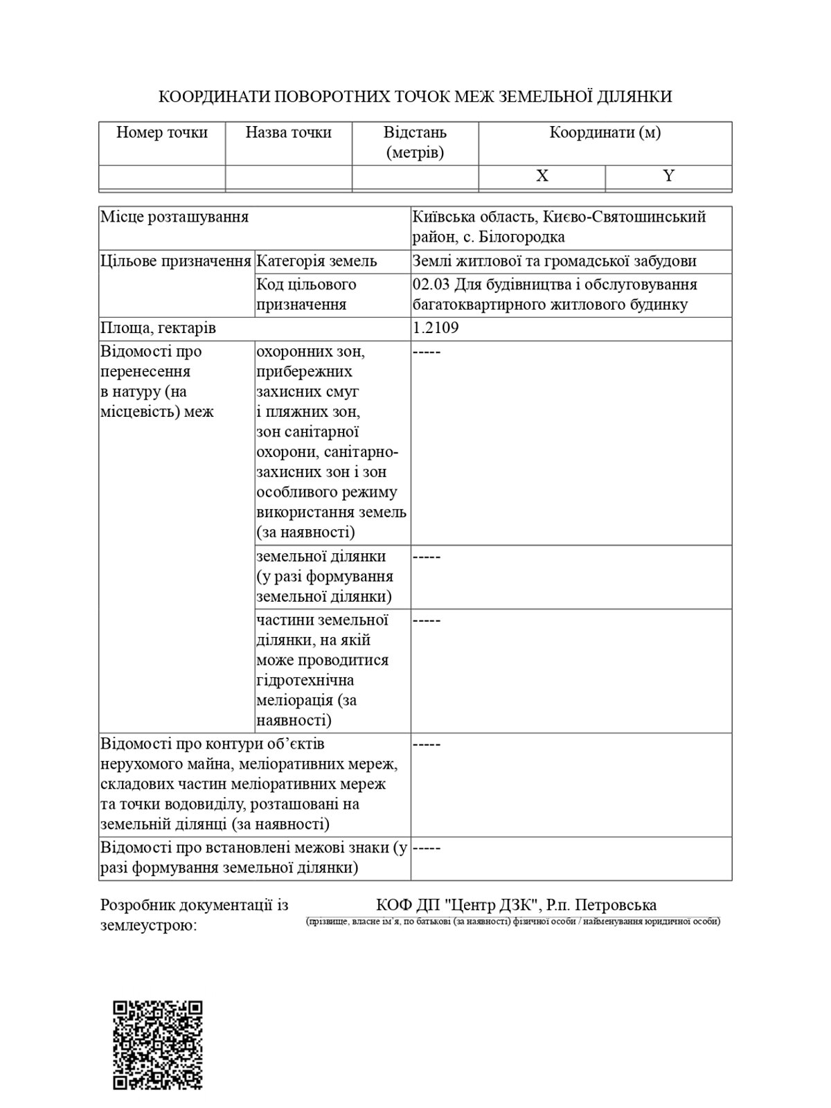 Земельна ділянка під житлову забудову в Білогородці, площа 1.2109 Га фото 1 Земельна ділянка під житлову забудову в Білогородці, площа 1.2109 Га фото 1