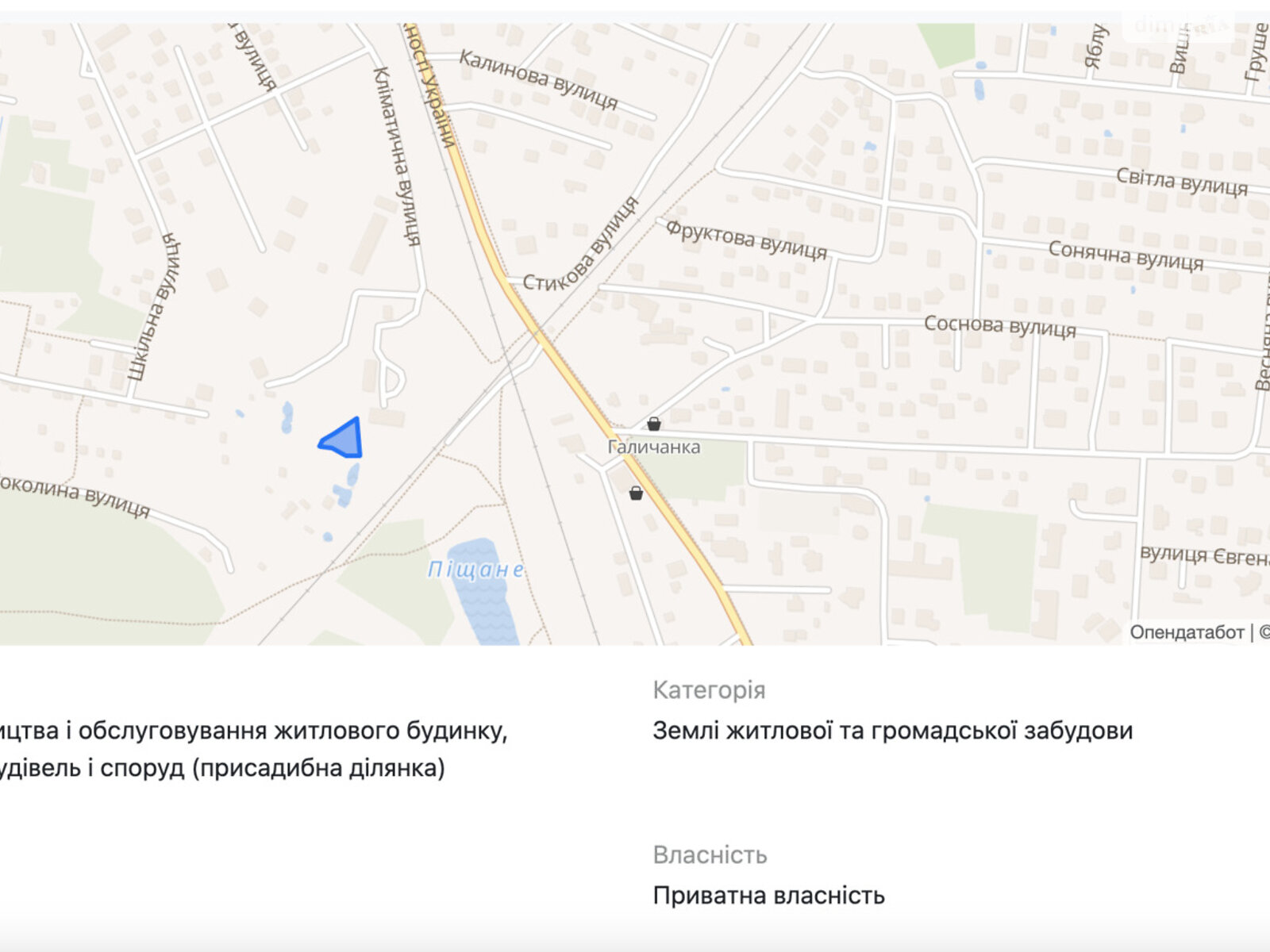 Земельна ділянка під житлову забудову в Брюховичах, площа 8.37 сотки фото 1 Земельна ділянка під житлову забудову в Брюховичах, площа 8.37 сотки фото 1
