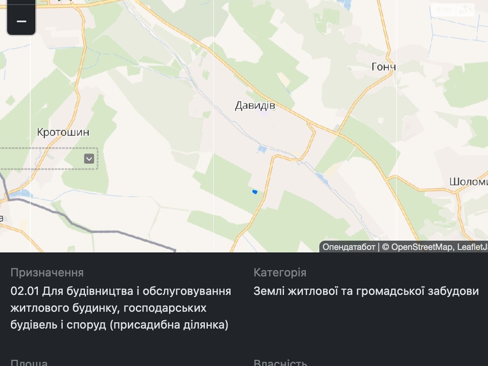 Земельна ділянка під житлову забудову в Давидові, площа 9.36 сотки фото 1 Земельна ділянка під житлову забудову в Давидові, площа 9.36 сотки фото 1