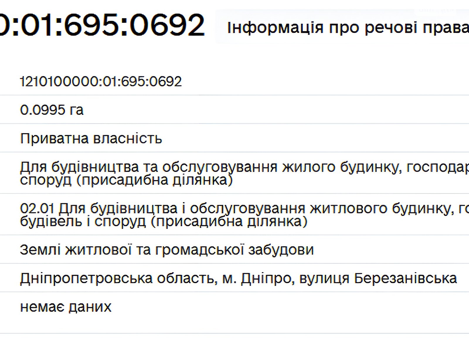 Земельный участок под жилую застройку в Днепре, площадь 0.0995 Га фото 1 Земельный участок под жилую застройку в Днепре, площадь 0.0995 Га фото 1
