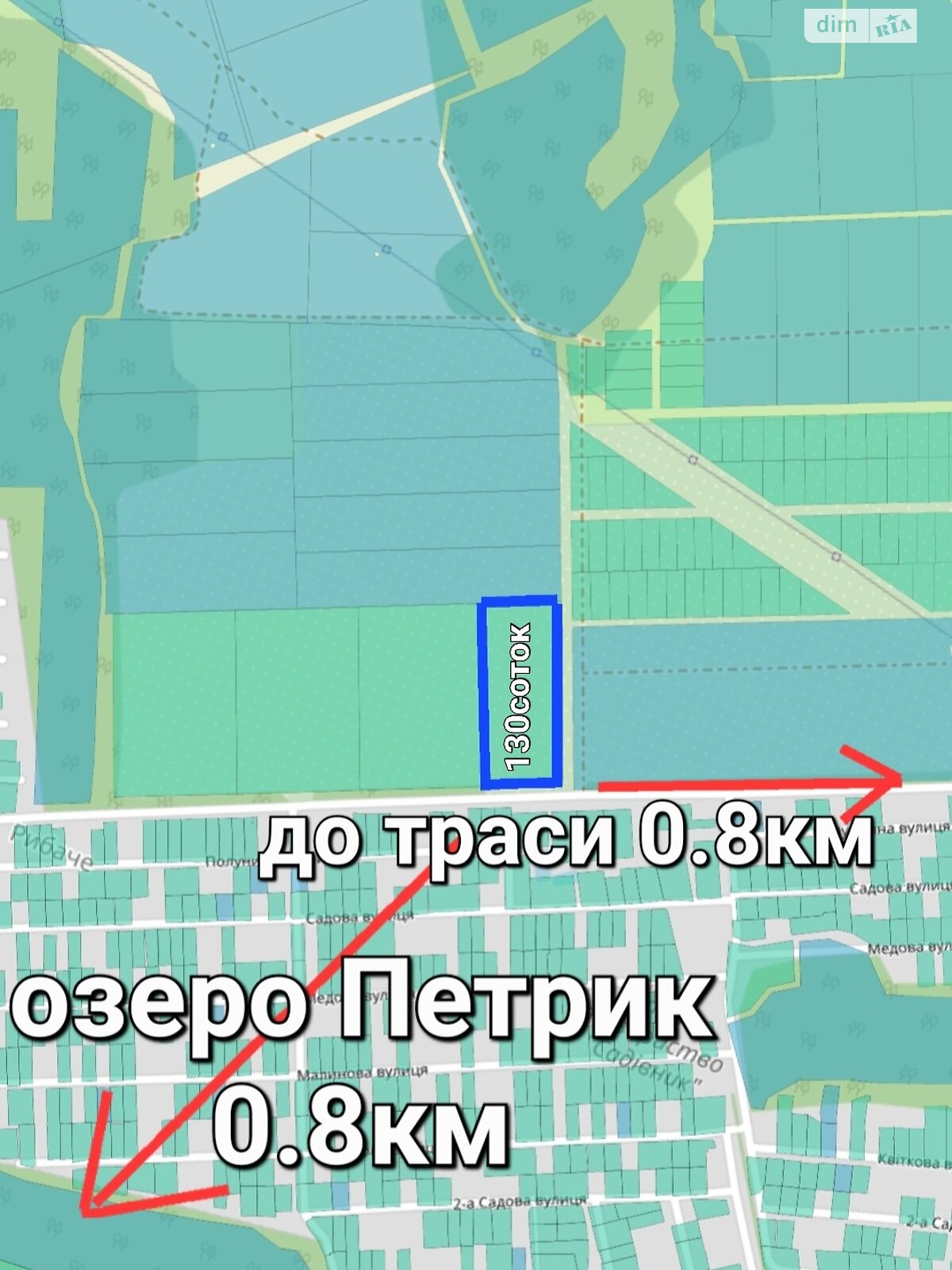 Земля під житлову забудову в Літині, район Рибаче, площа 130 соток фото 1