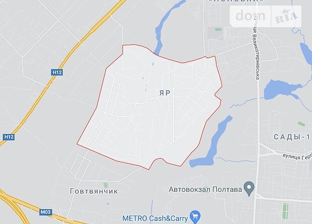 Земля под жилую застройку в Полтаве, район Яр, площадь 24 сотки фото 1 Земля под жилую застройку в Полтаве, район Яр, площадь 24 сотки фото 1