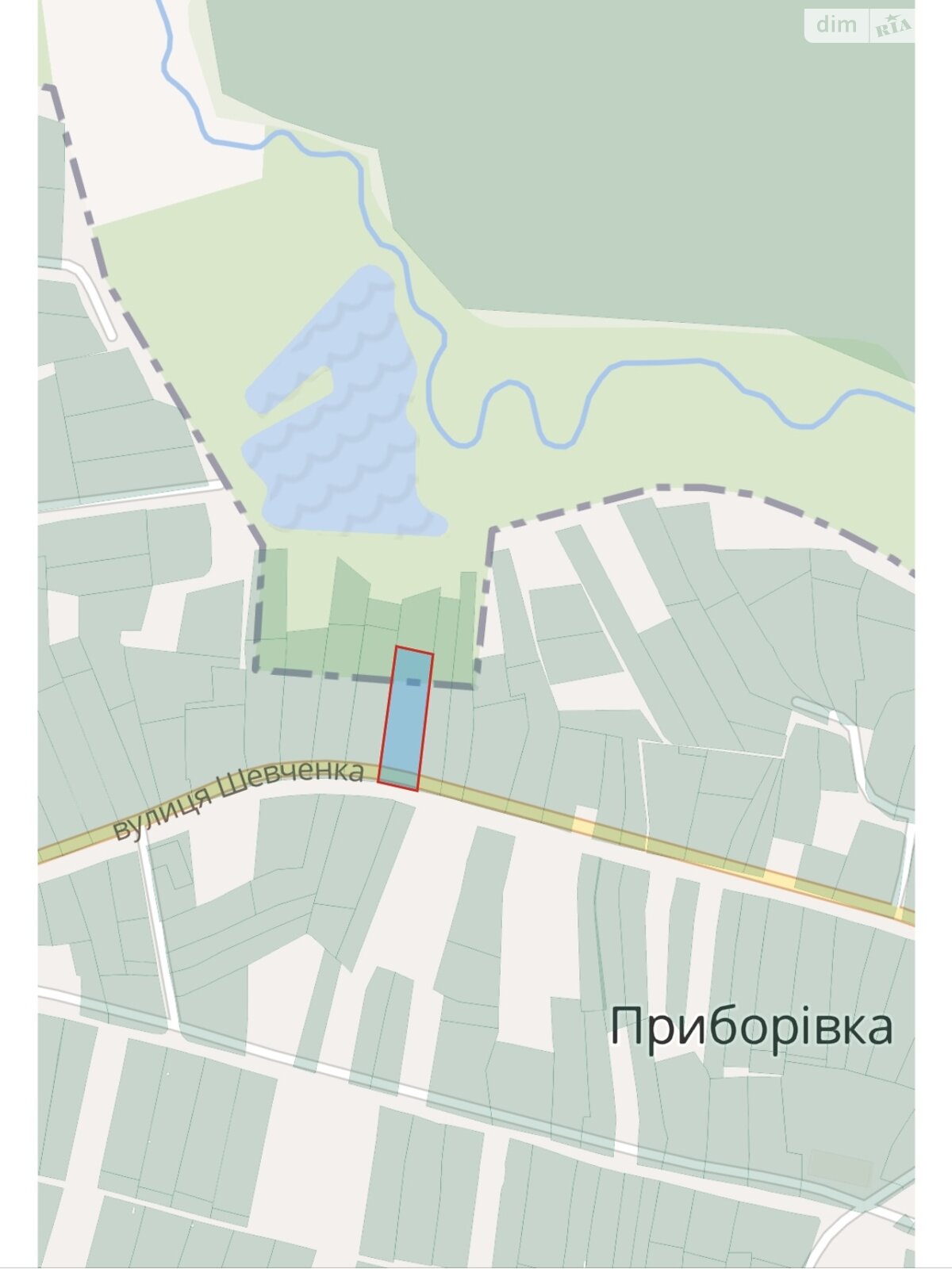 Земельна ділянка під житлову забудову в Приборівці, площа 34.95 сотки фото 1 Земельна ділянка під житлову забудову в Приборівці, площа 34.95 сотки фото 1