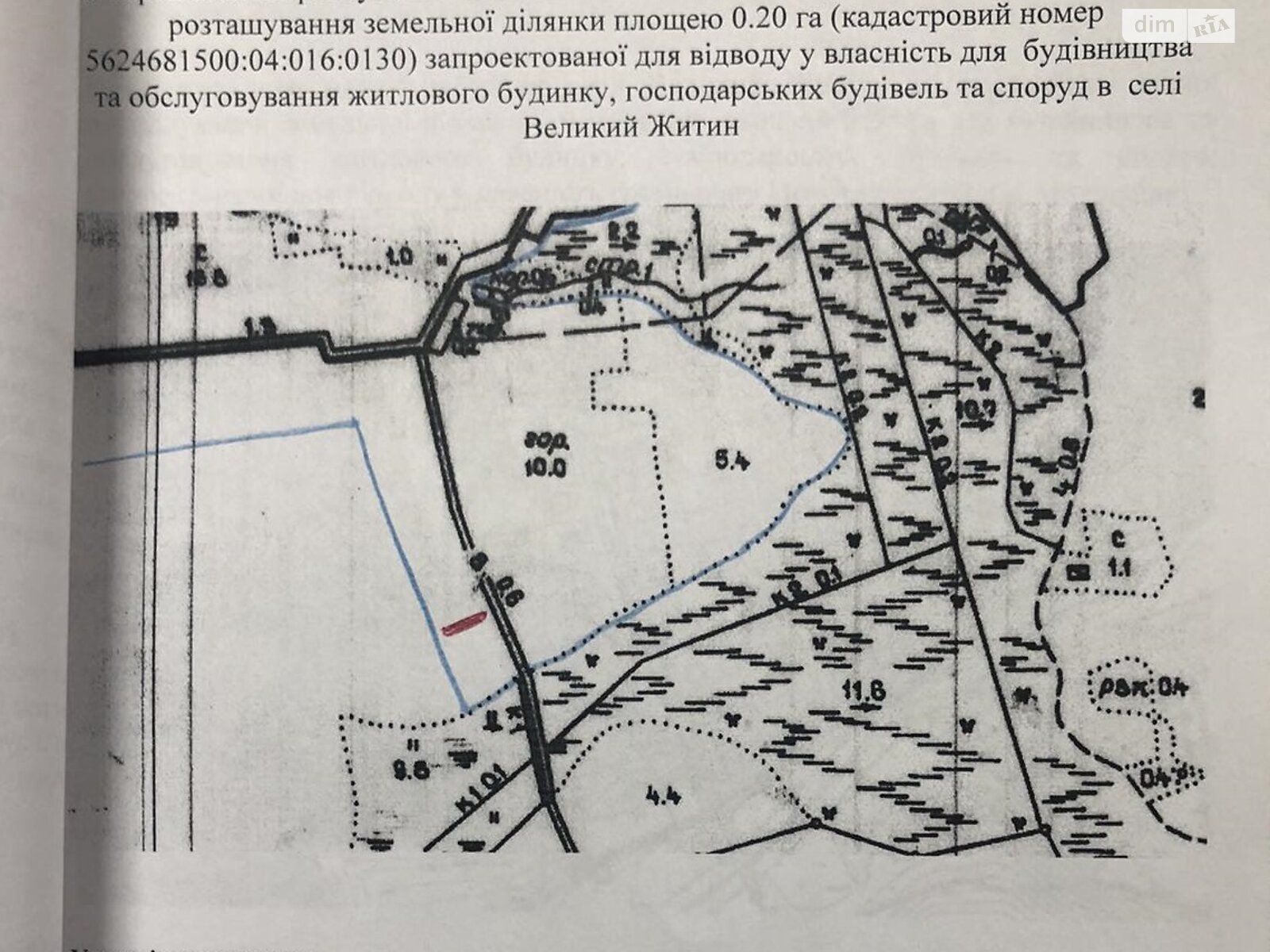 Земельна ділянка під житлову забудову в Великому Житині, площа 20 соток фото 1