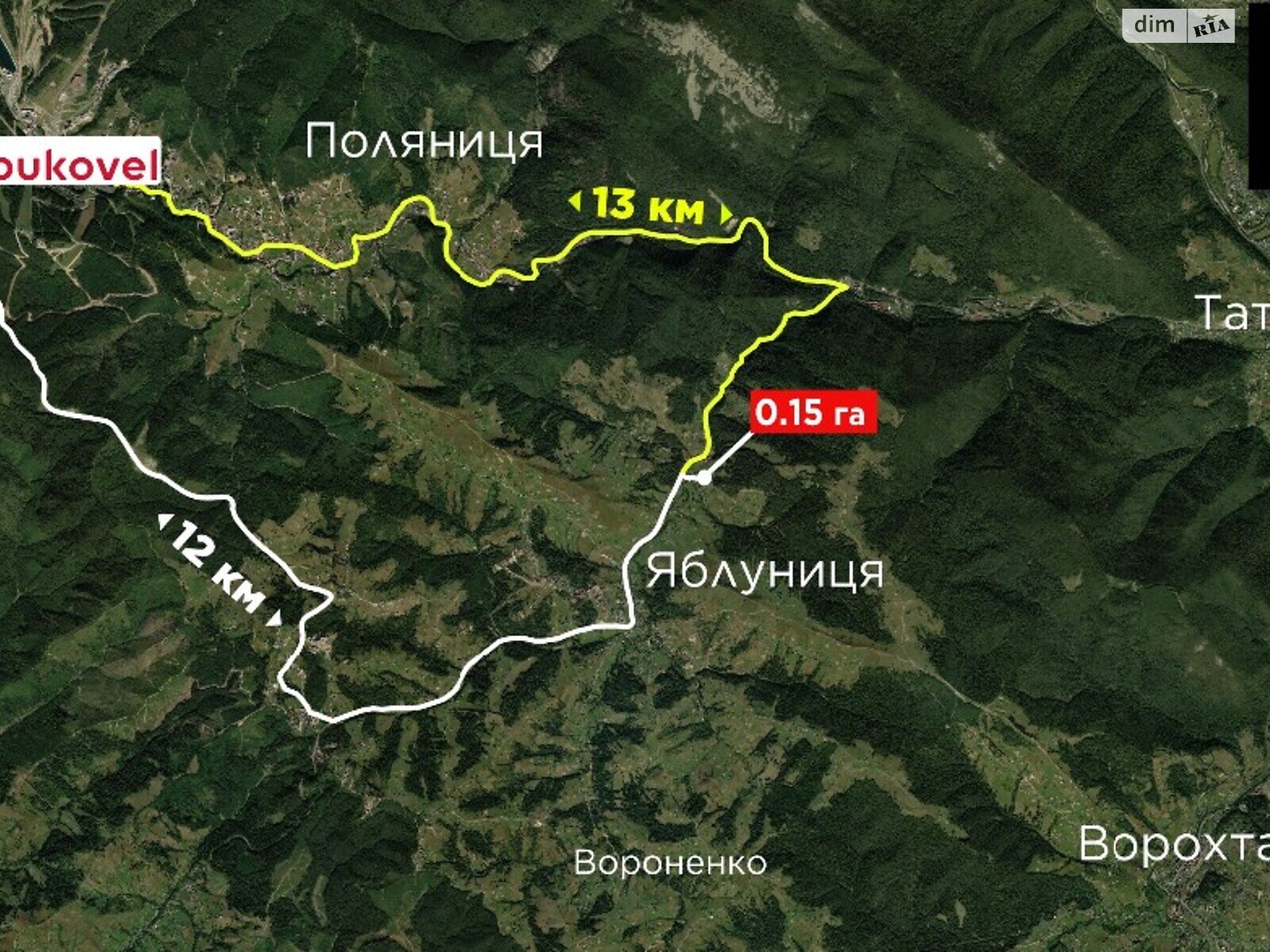 Земельна ділянка під житлову забудову в Яблуниці, площа 15 соток фото 1 Земельна ділянка під житлову забудову в Яблуниці, площа 15 соток фото 1