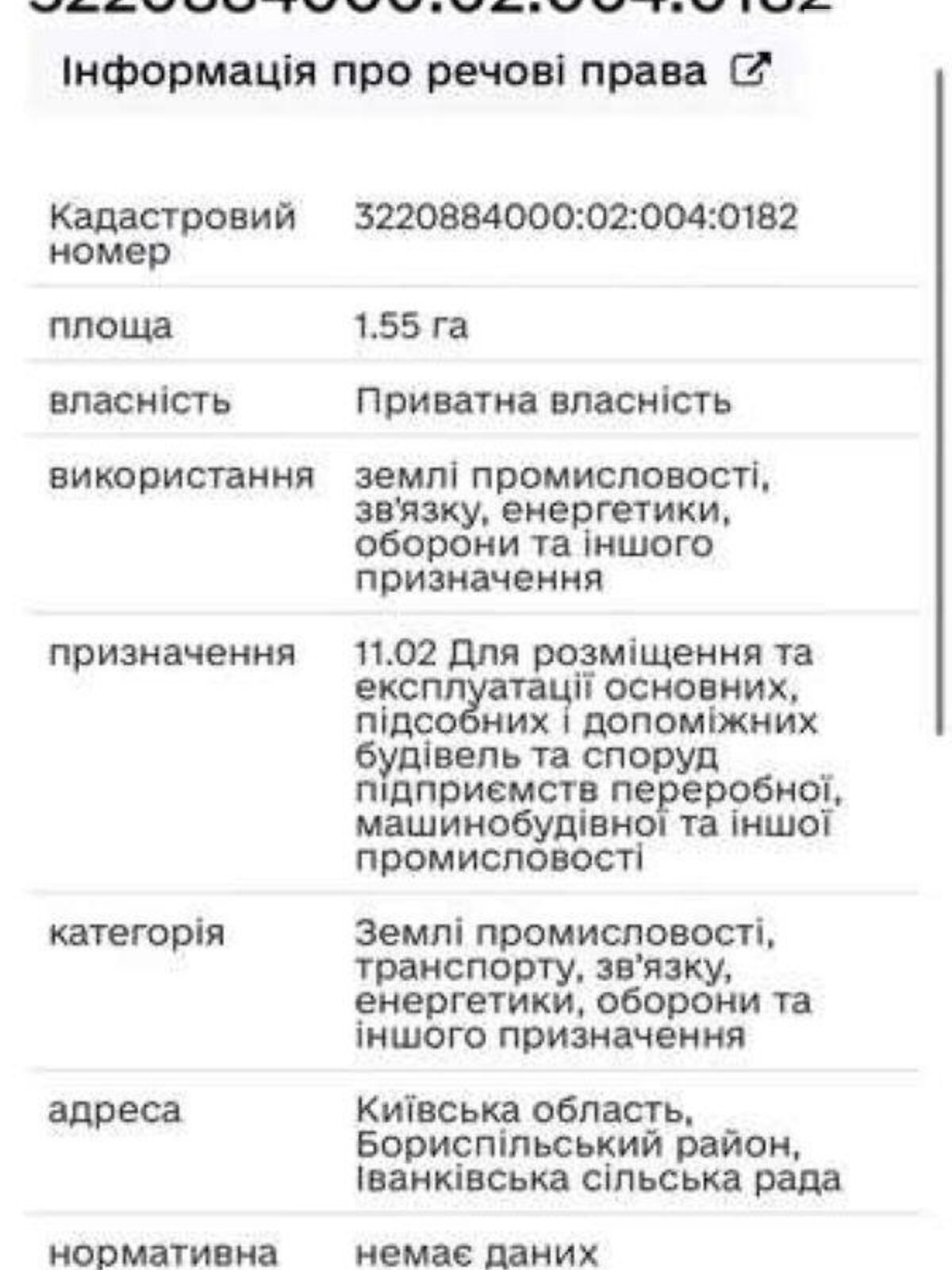 Земля коммерческого назначения в Борисполе, район Борисполь, площадь 155 соток фото 1