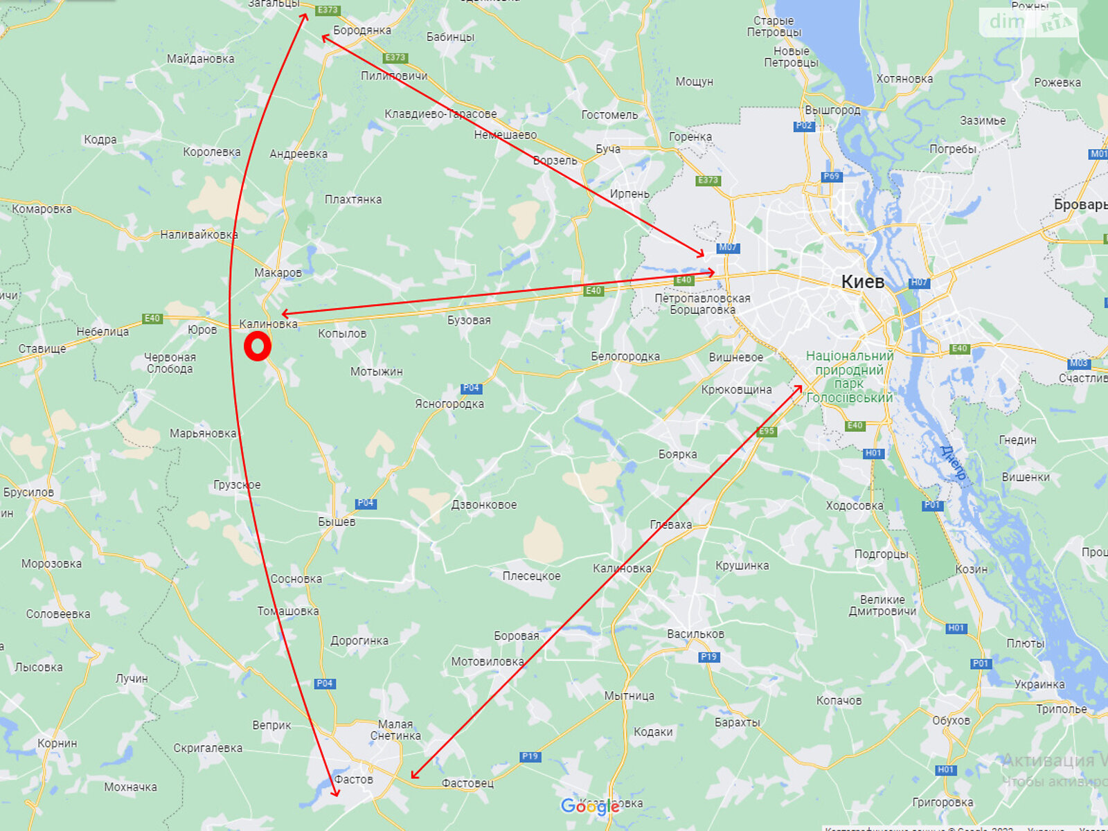 Земельный участок коммерческого назначения в Калиновке, площадь 10 Га фото 1 Земельный участок коммерческого назначения в Калиновке, площадь 10 Га фото 1
